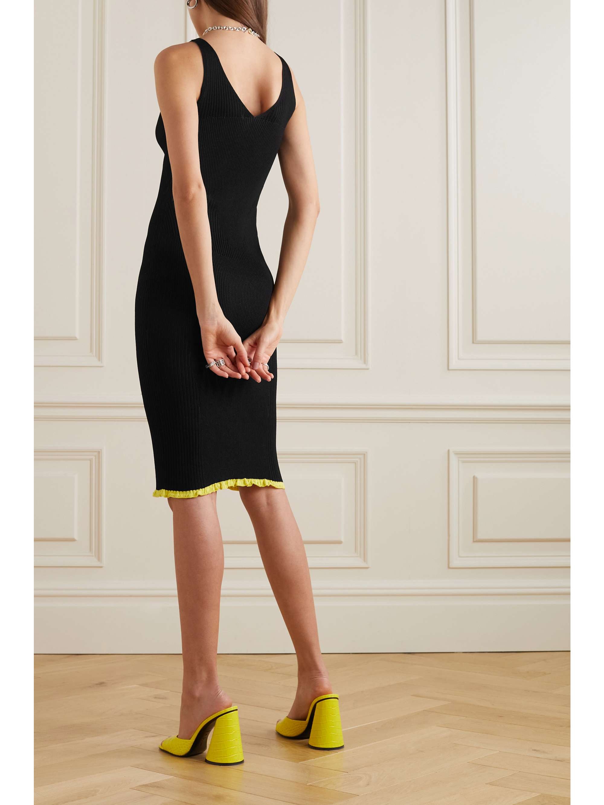 AZ FACTORY + Ester Manas ruffled ribbed-knit midi dress
