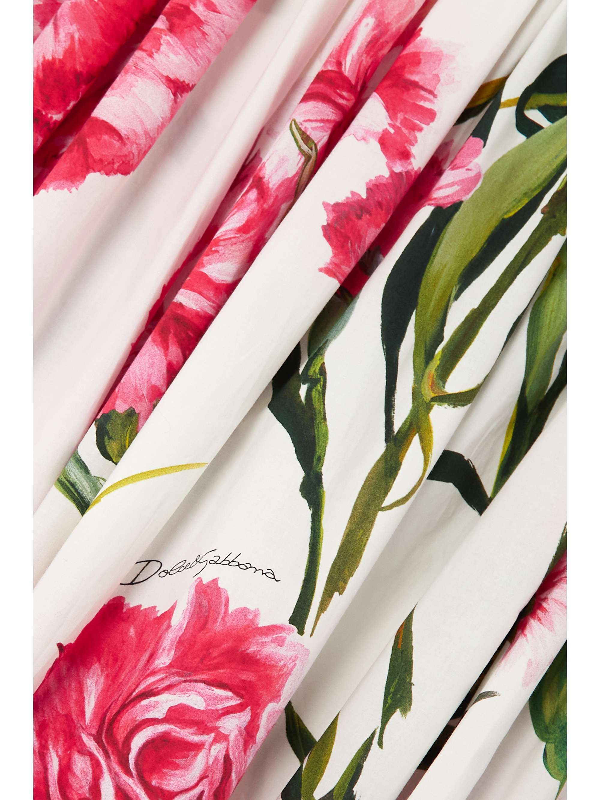 DOLCE & GABBANA Floral-print cotton-poplin midi skirt