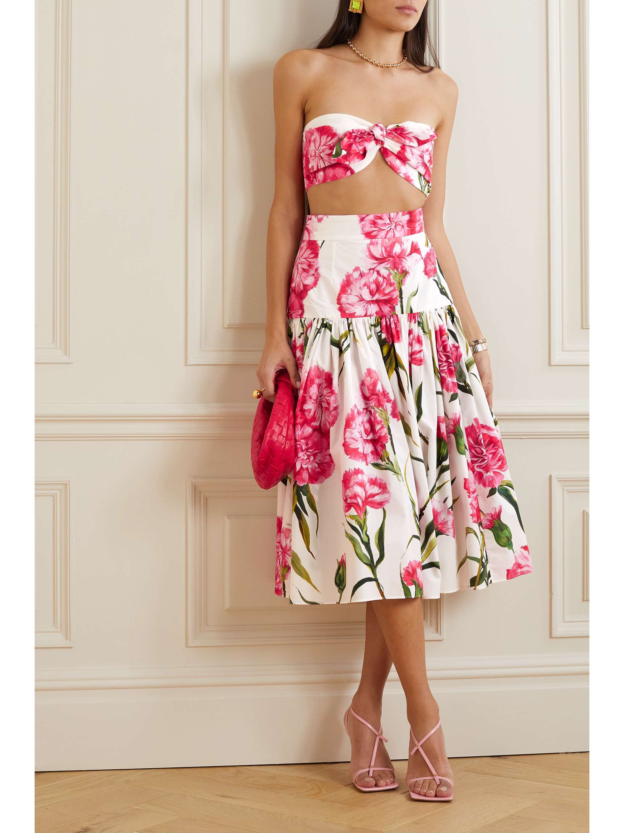 DOLCE & GABBANA Floral-print cotton-poplin midi skirt | NET-A-PORTER