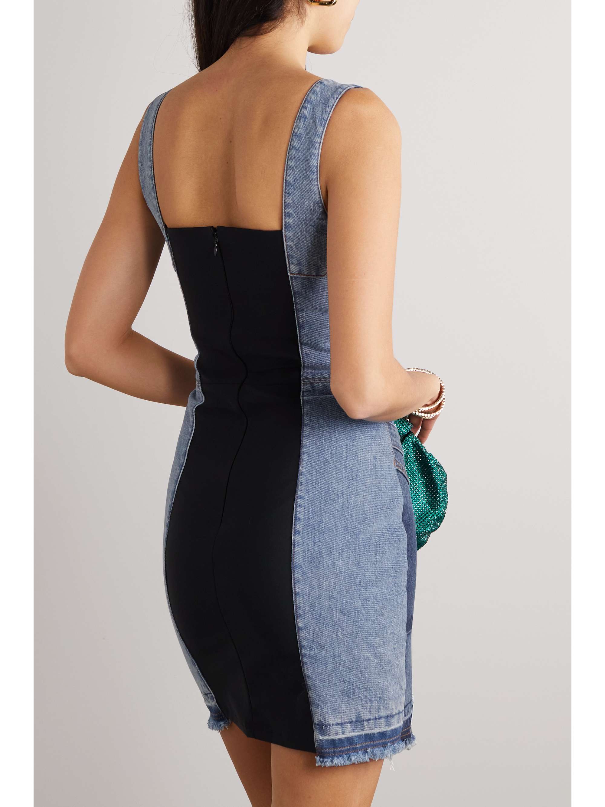 DOLCE & GABBANA Patchwork denim and stretch-jersey mini dress