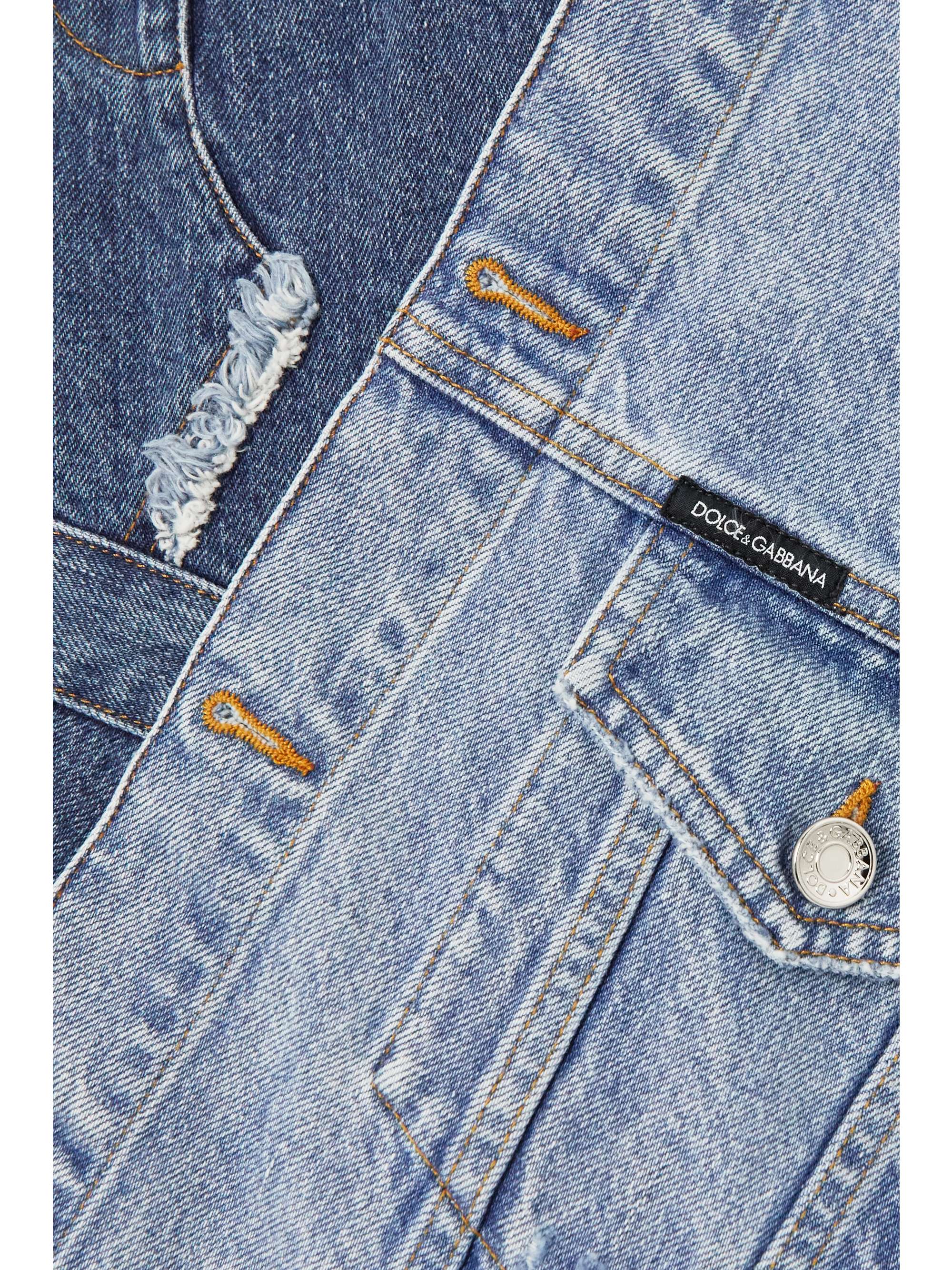 DOLCE & GABBANA Patchwork denim and stretch-jersey mini dress
