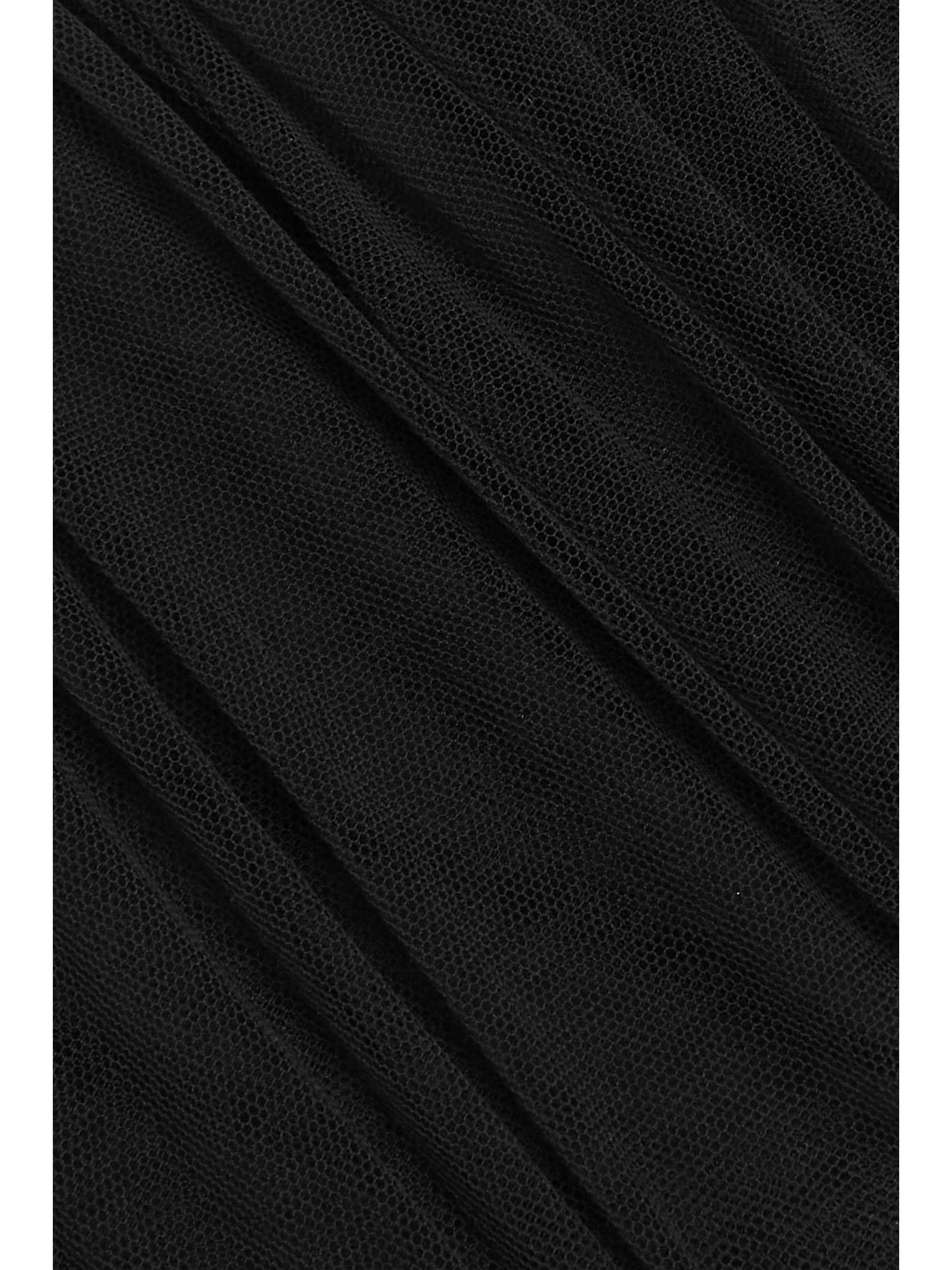 DOLCE & GABBANA Ruched stretch cotton-blend tulle midi dress