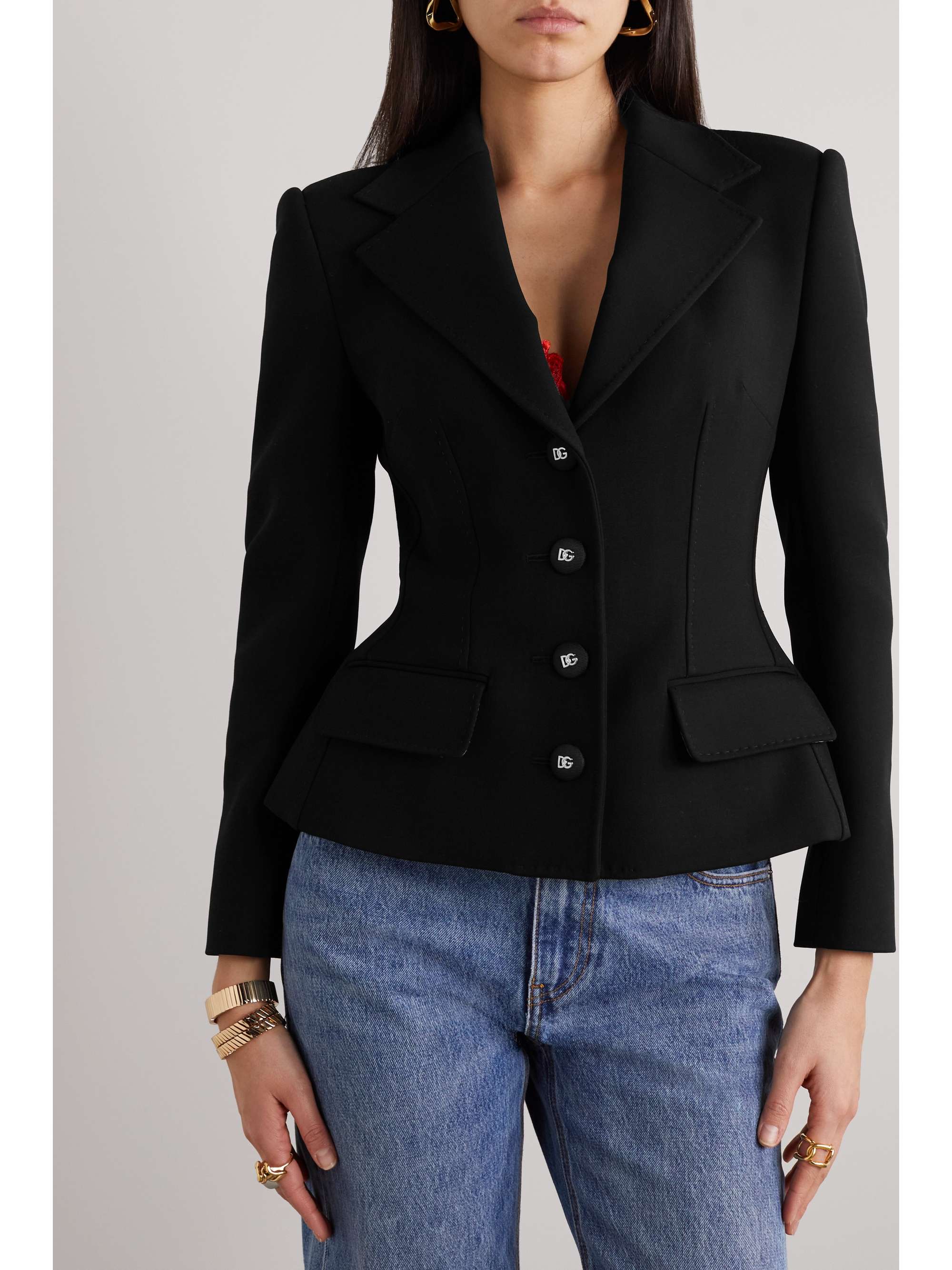 DOLCE & GABBANA Hourglass stretch wool-blend peplum blazer
