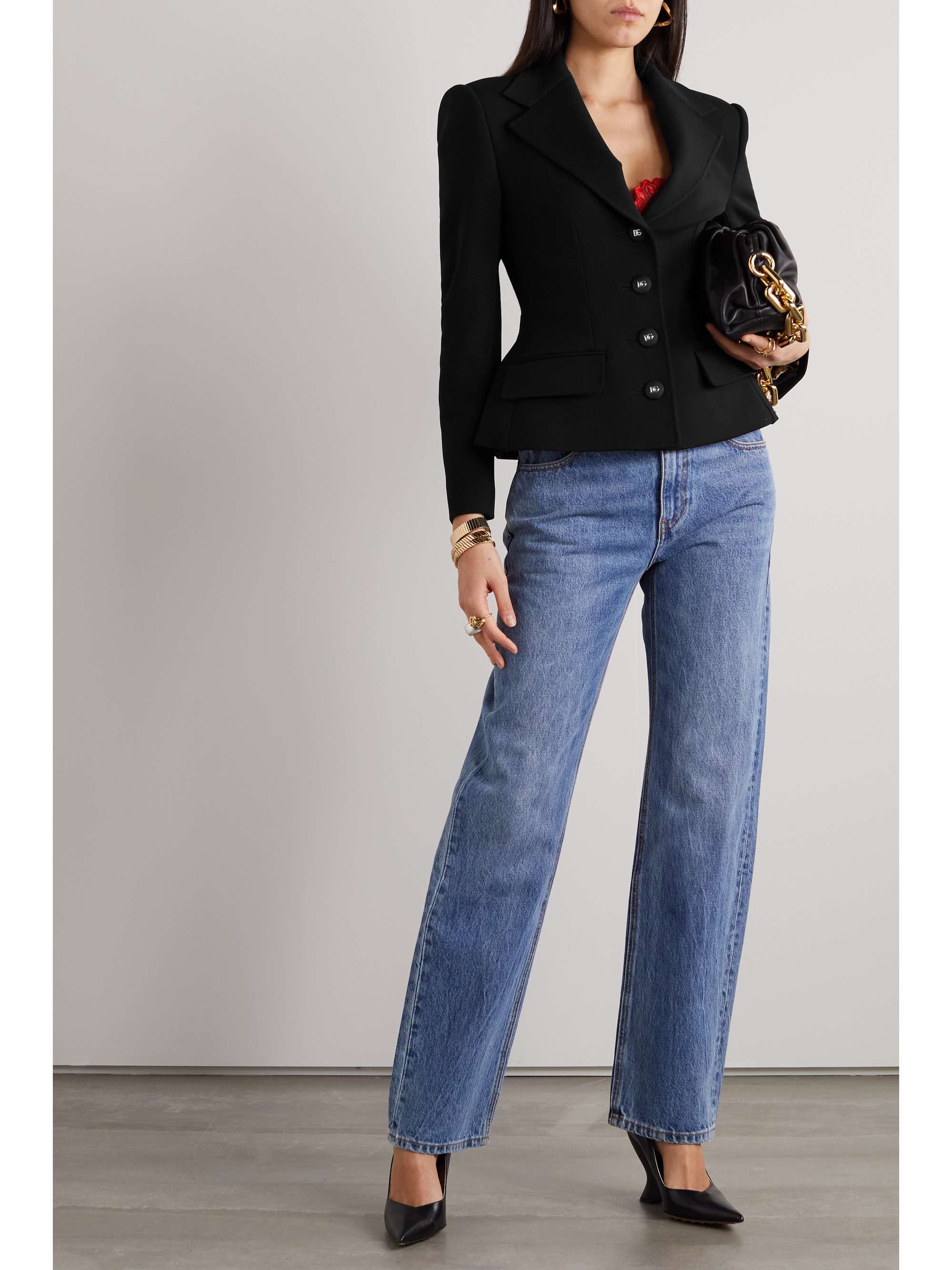 DOLCE & GABBANA Hourglass stretch wool-blend peplum blazer