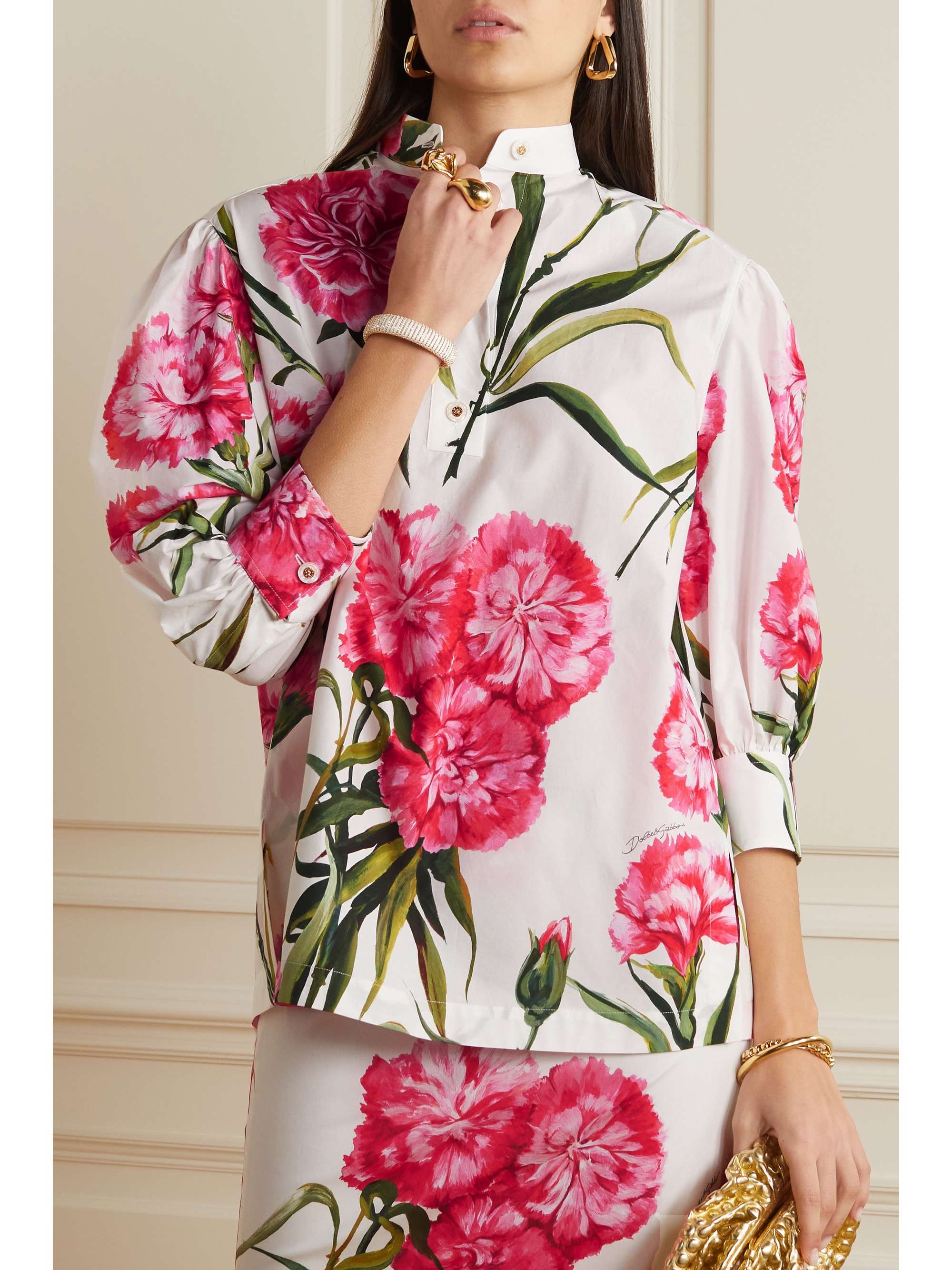 DOLCE & GABBANA Floral-print cotton-poplin shirt