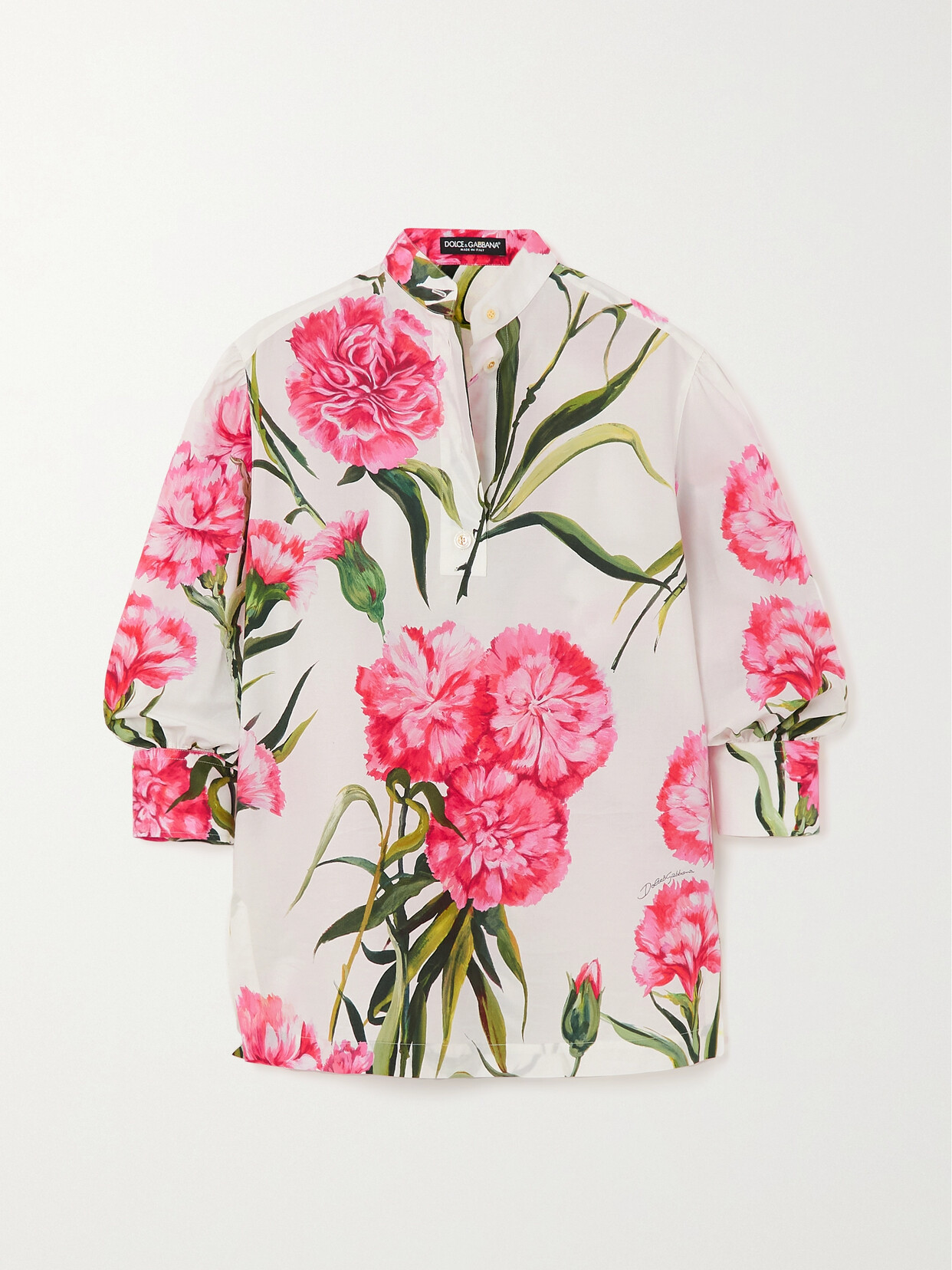 Dolce & Gabbana - Floral-print Cotton-poplin Shirt - Pink