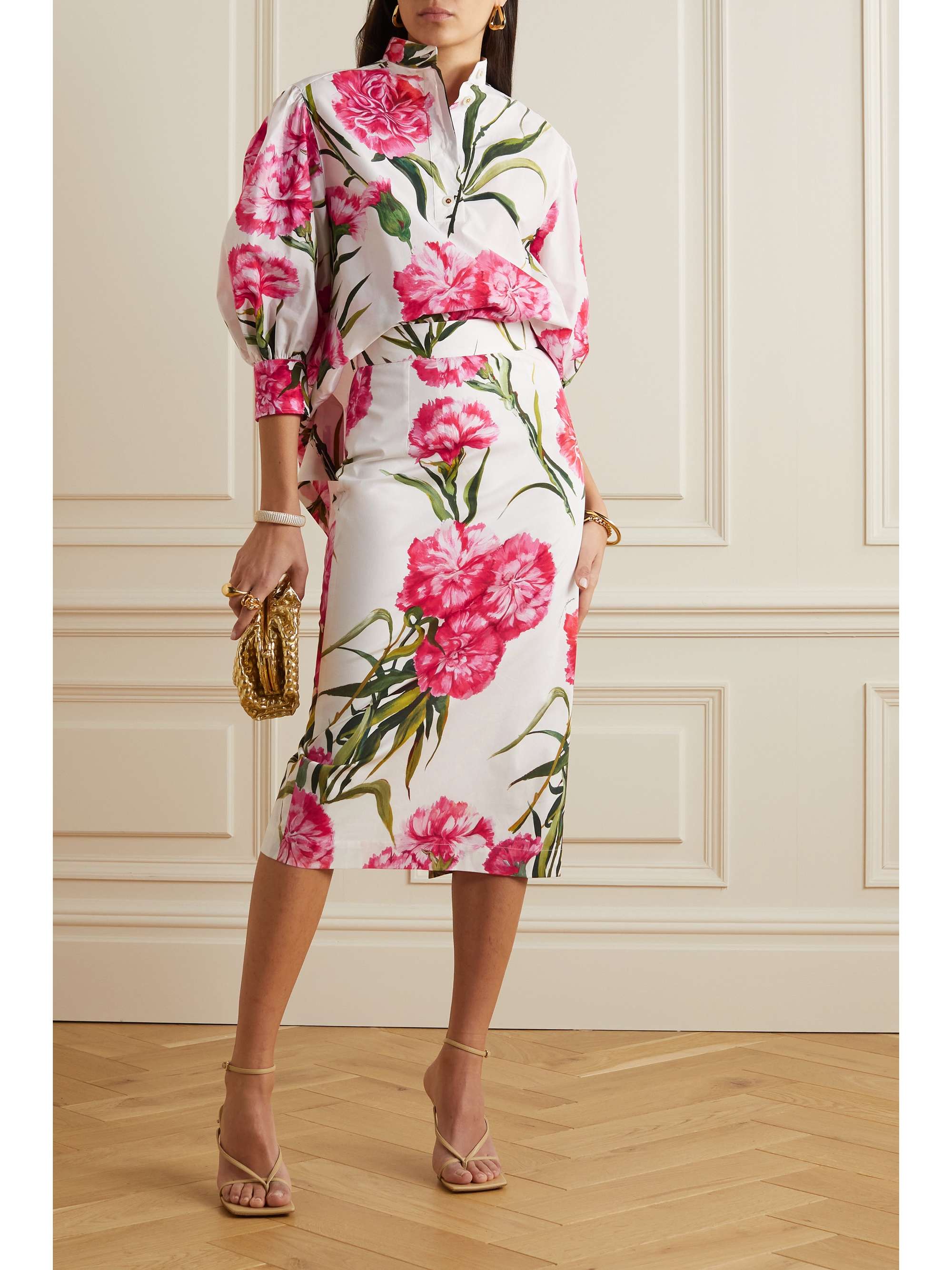 DOLCE & GABBANA Floral-print cotton-poplin shirt