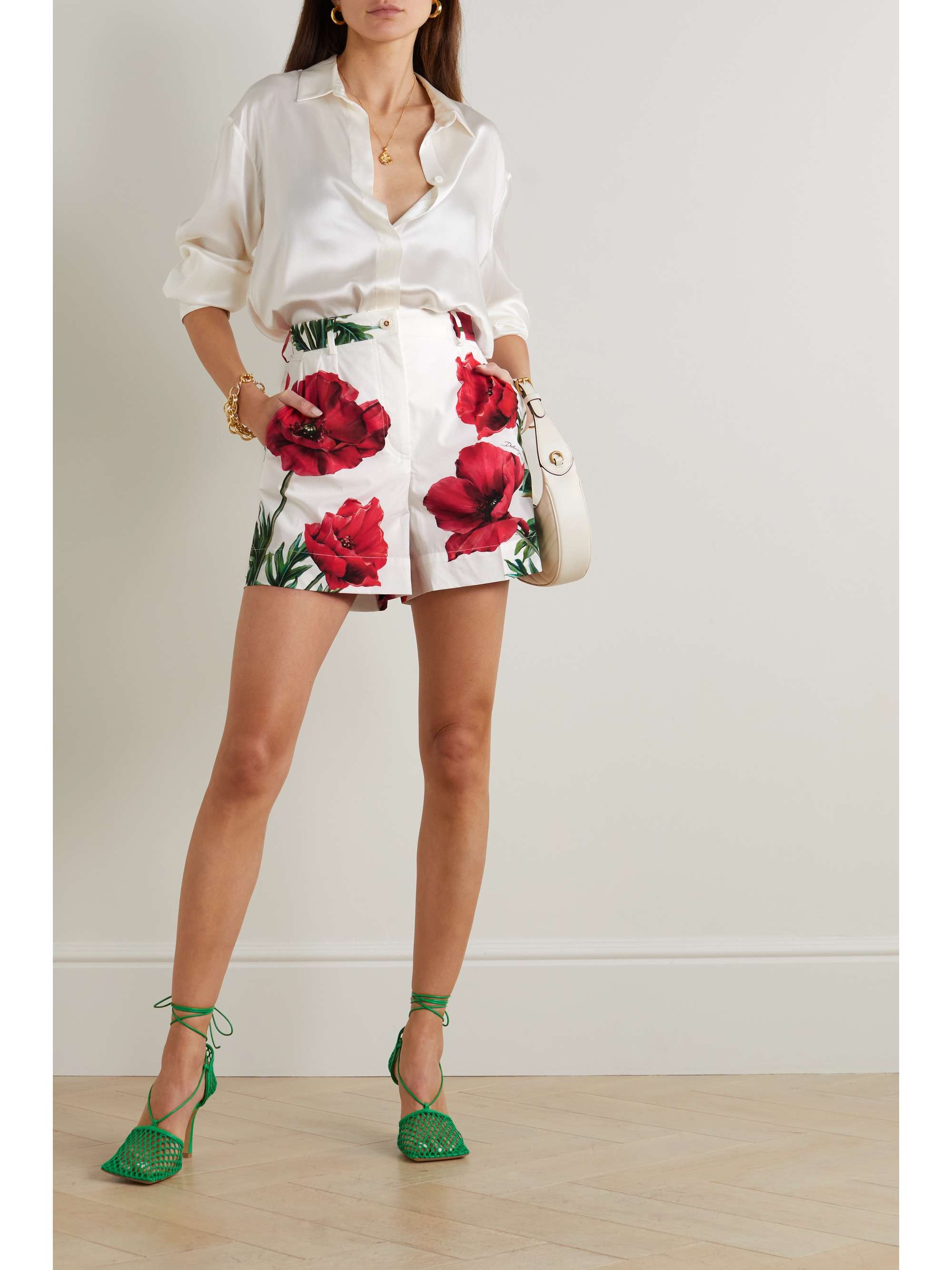 DOLCE & GABBANA Floral-print cotton shorts