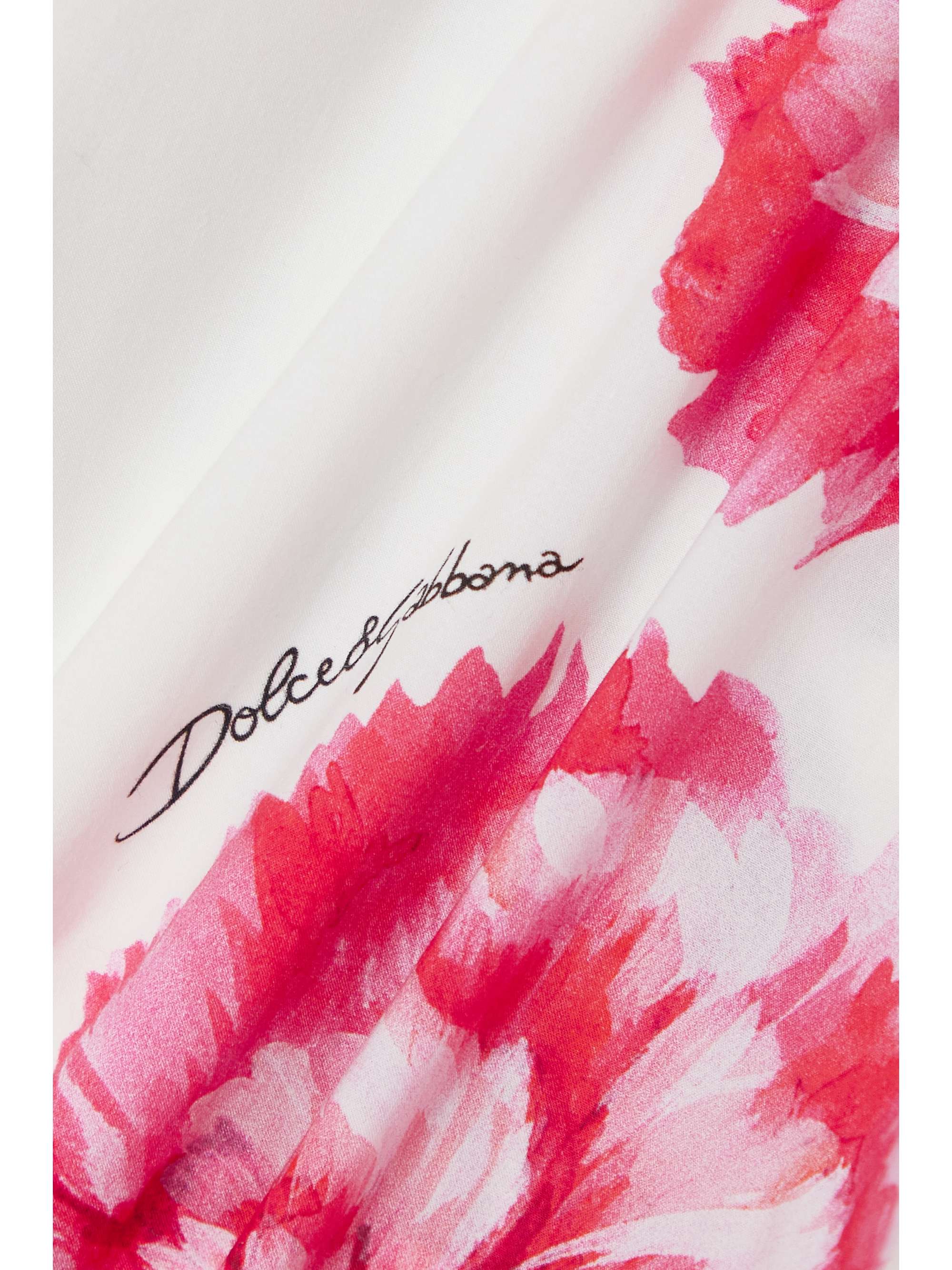 DOLCE & GABBANA Cropped tie-front floral-print cotton-poplin shirt