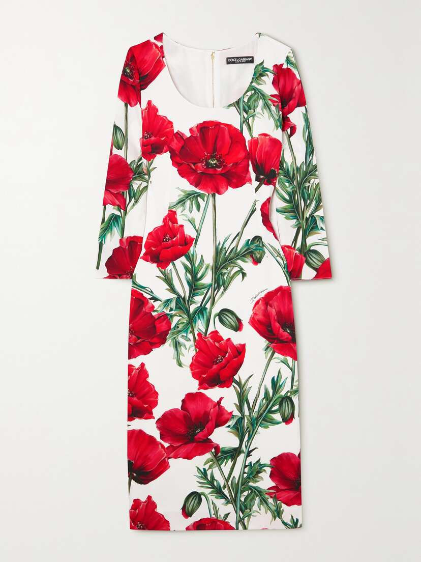 Dolce & Gabbana Floral-print Stretch-silk Midi Dress
