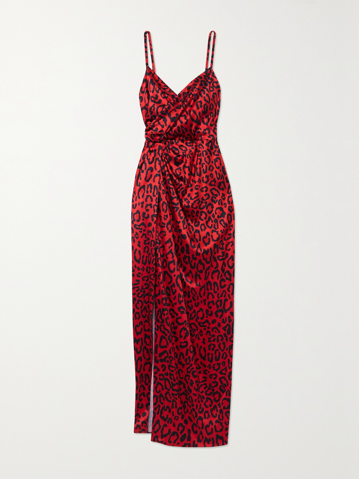 Dolce & Gabbana - Draped Leopard-print Silk-blend Satin Maxi Dress - Red