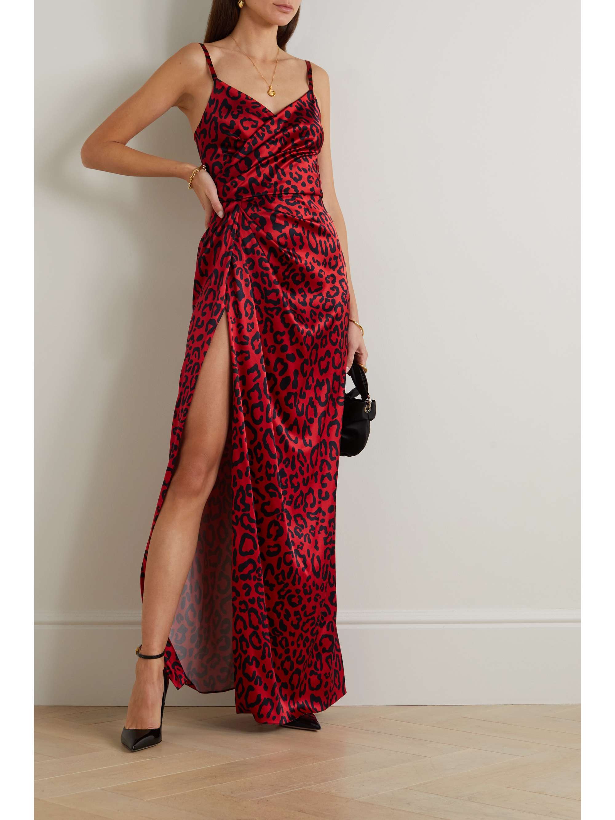 DOLCE & GABBANA Draped leopard-print satin maxi dress NET-A-PORTER