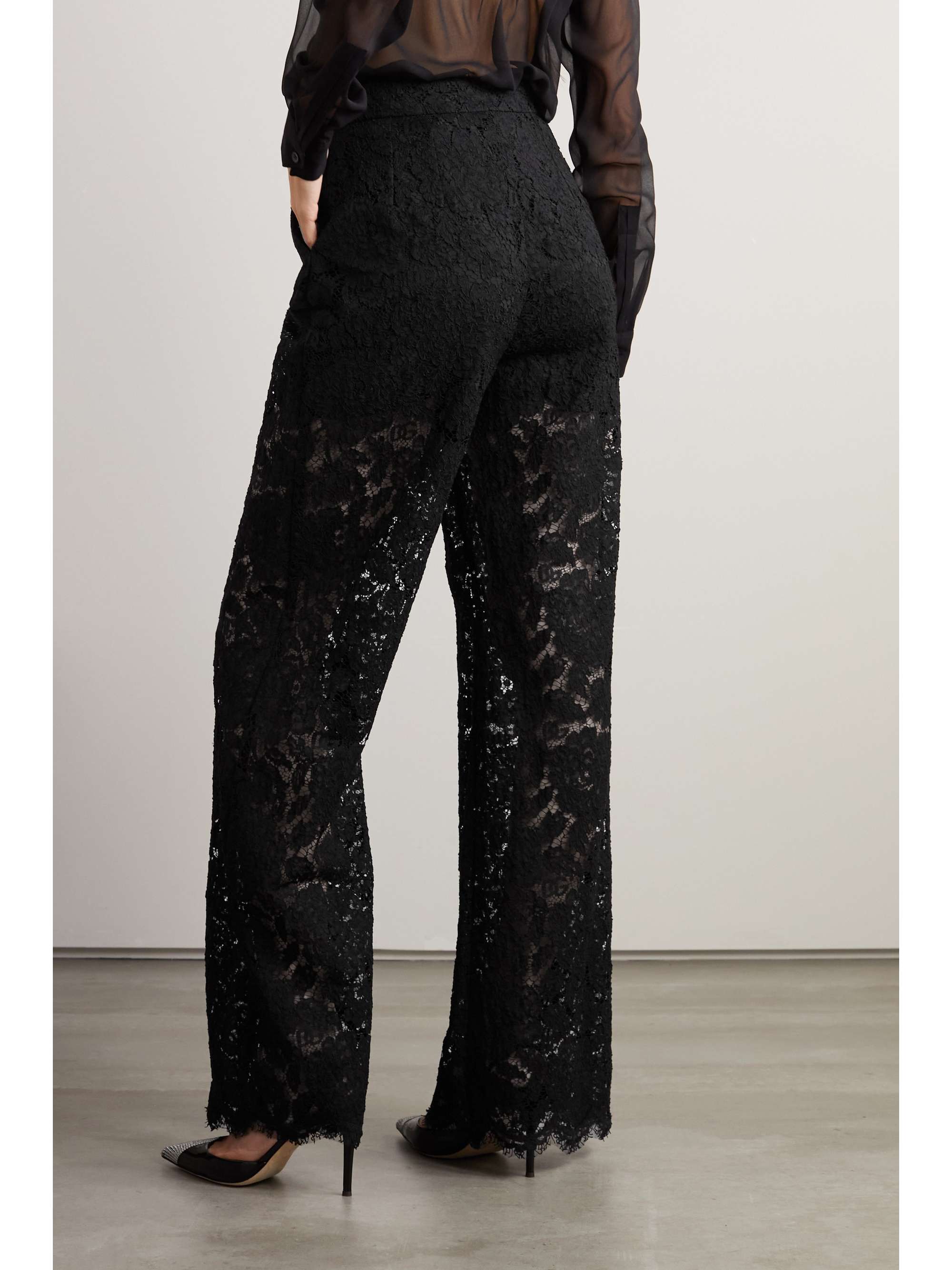 DOLCE & GABBANA Scalloped stretch-lace straight-leg pants