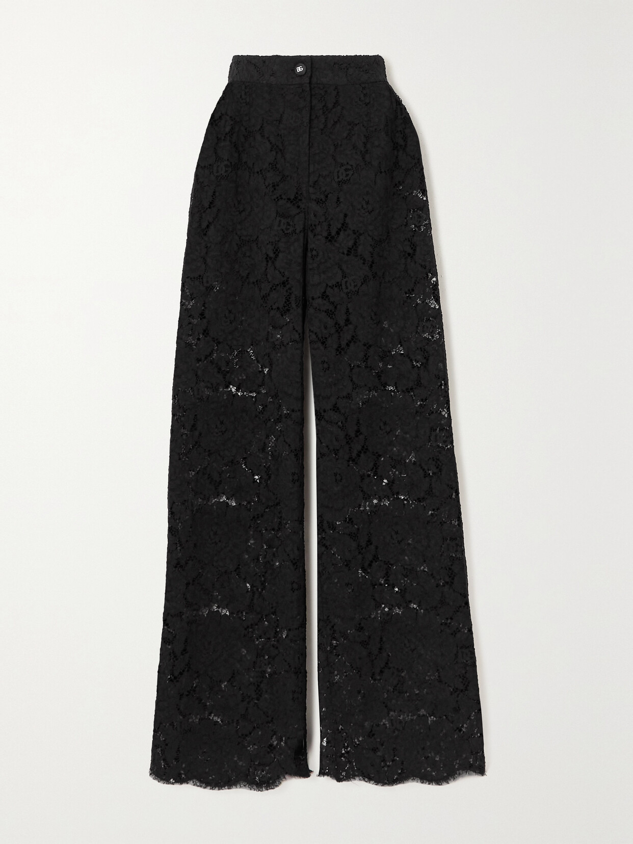 Dolce & Gabbana - Scalloped Stretch-lace Straight-leg Pants - Black