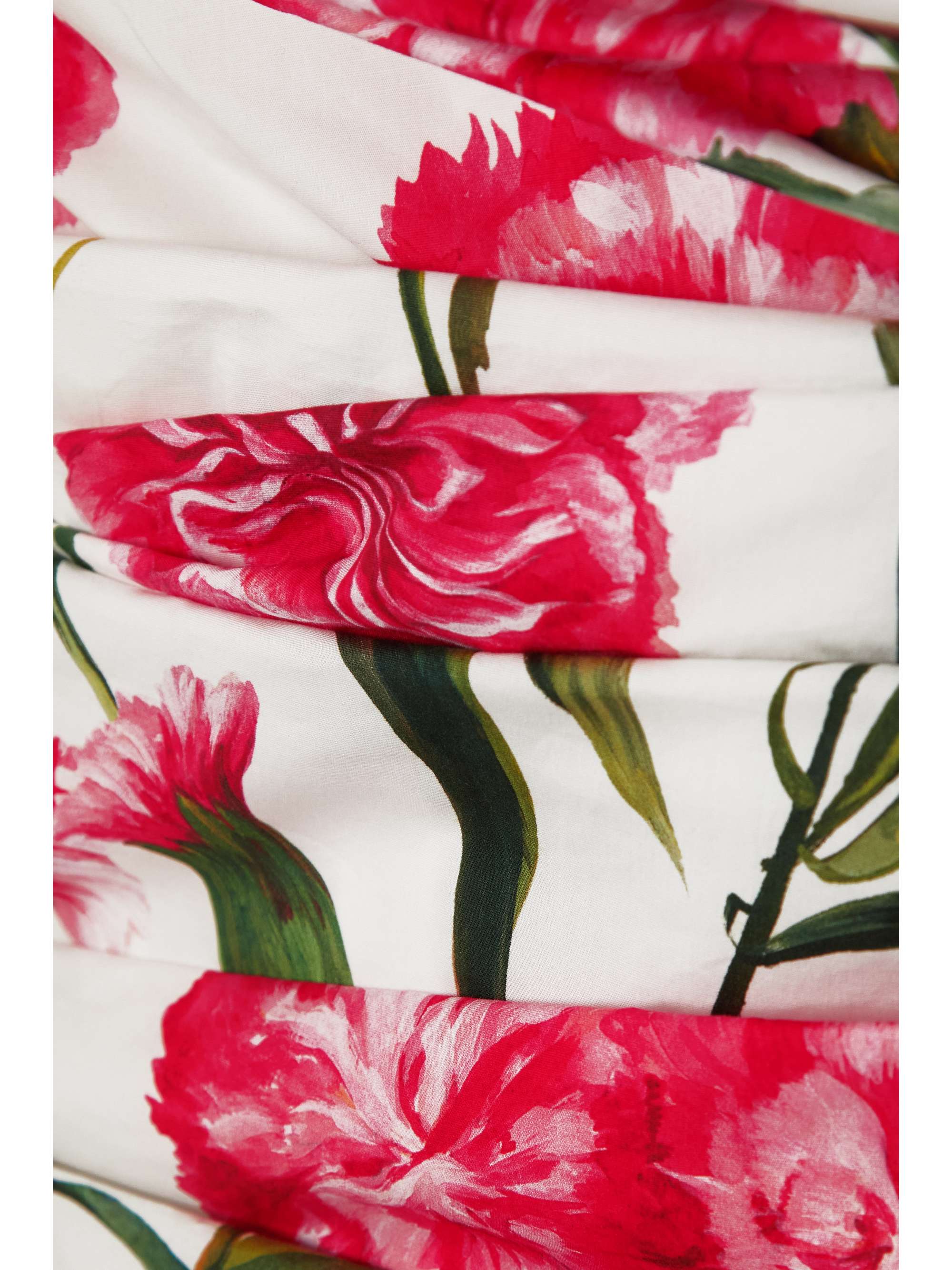 DOLCE & GABBANA Ruched off-the-shoulder floral-print stretch-cotton mini dress