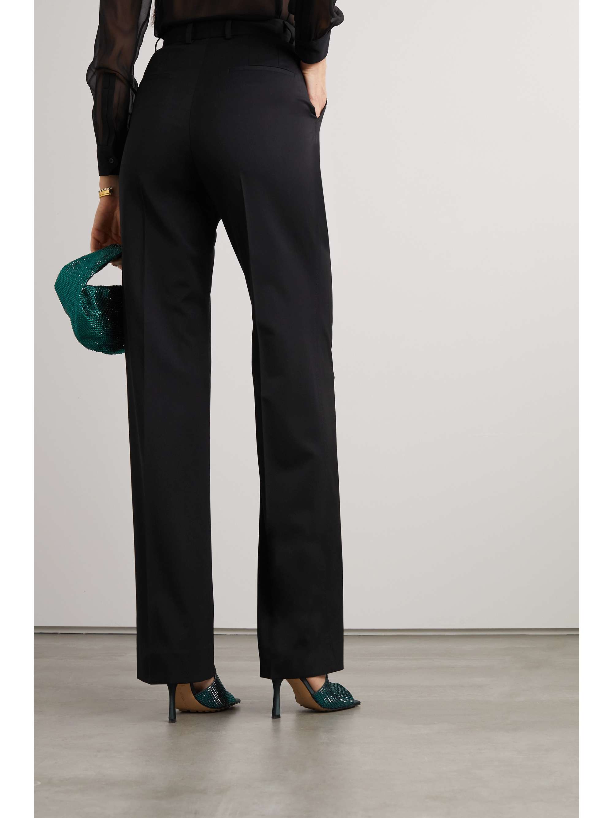 DOLCE & GABBANA Pleated stretch-wool gabardine straight-leg pants