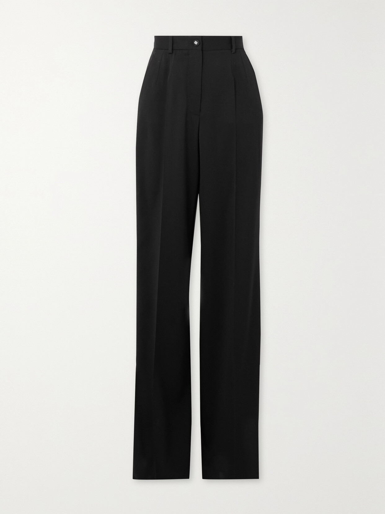 DOLCE & GABBANA PLEATED STRETCH-WOOL GABARDINE STRAIGHT-LEG PANTS