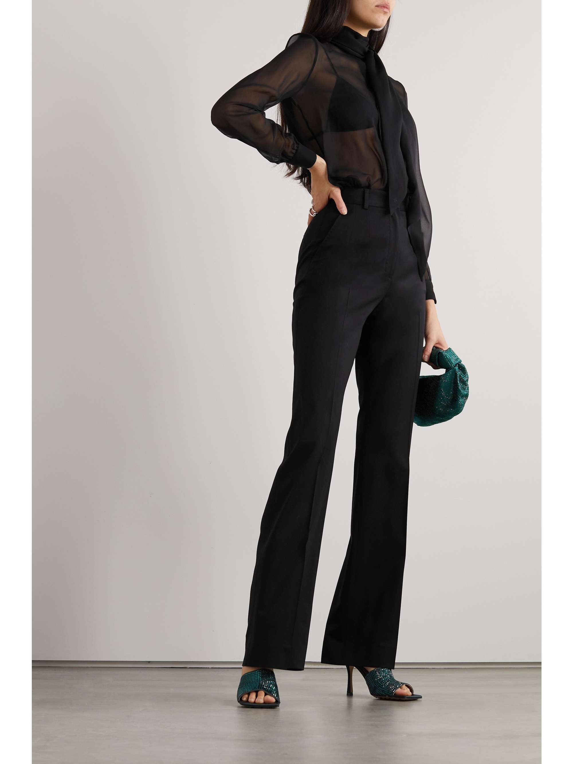 DOLCE & GABBANA Pleated stretch-wool gabardine straight-leg pants