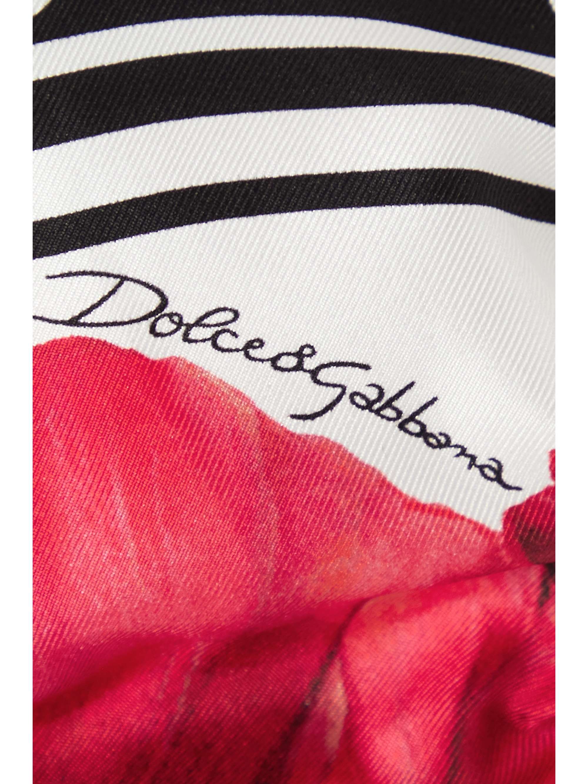 DOLCE & GABBANA Cropped floral-print silk-twill bustier top