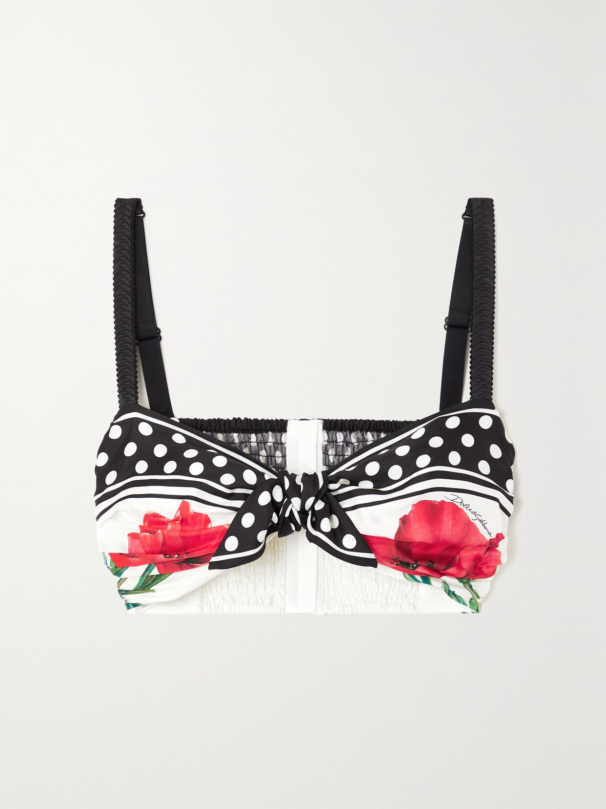 Dolce & Gabbana - Cropped Floral-print Silk-twill Bustier Top - Red