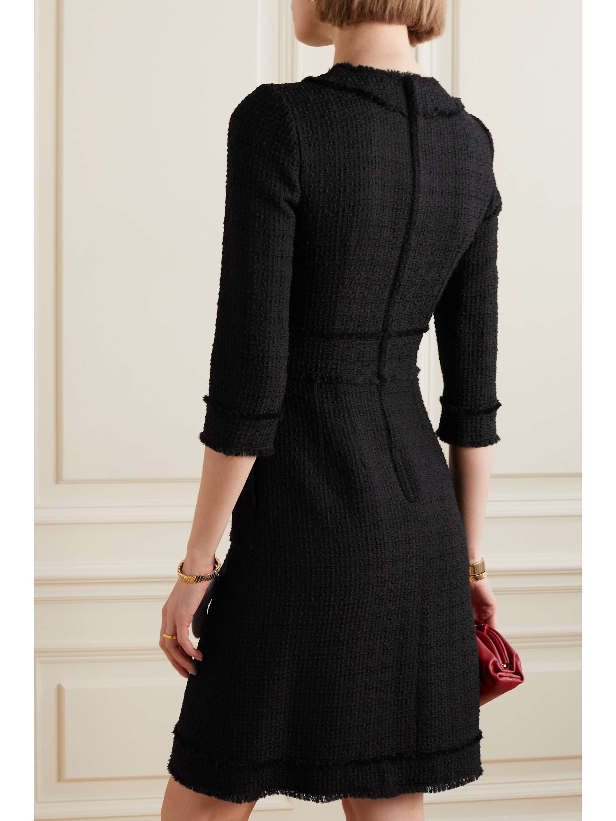 DOLCE & GABBANA Raschel button-embellished wool-blend tweed dress