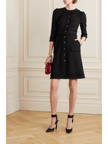 Dolce&Gabbana Raschel button-embellished wool-blend tweed dress