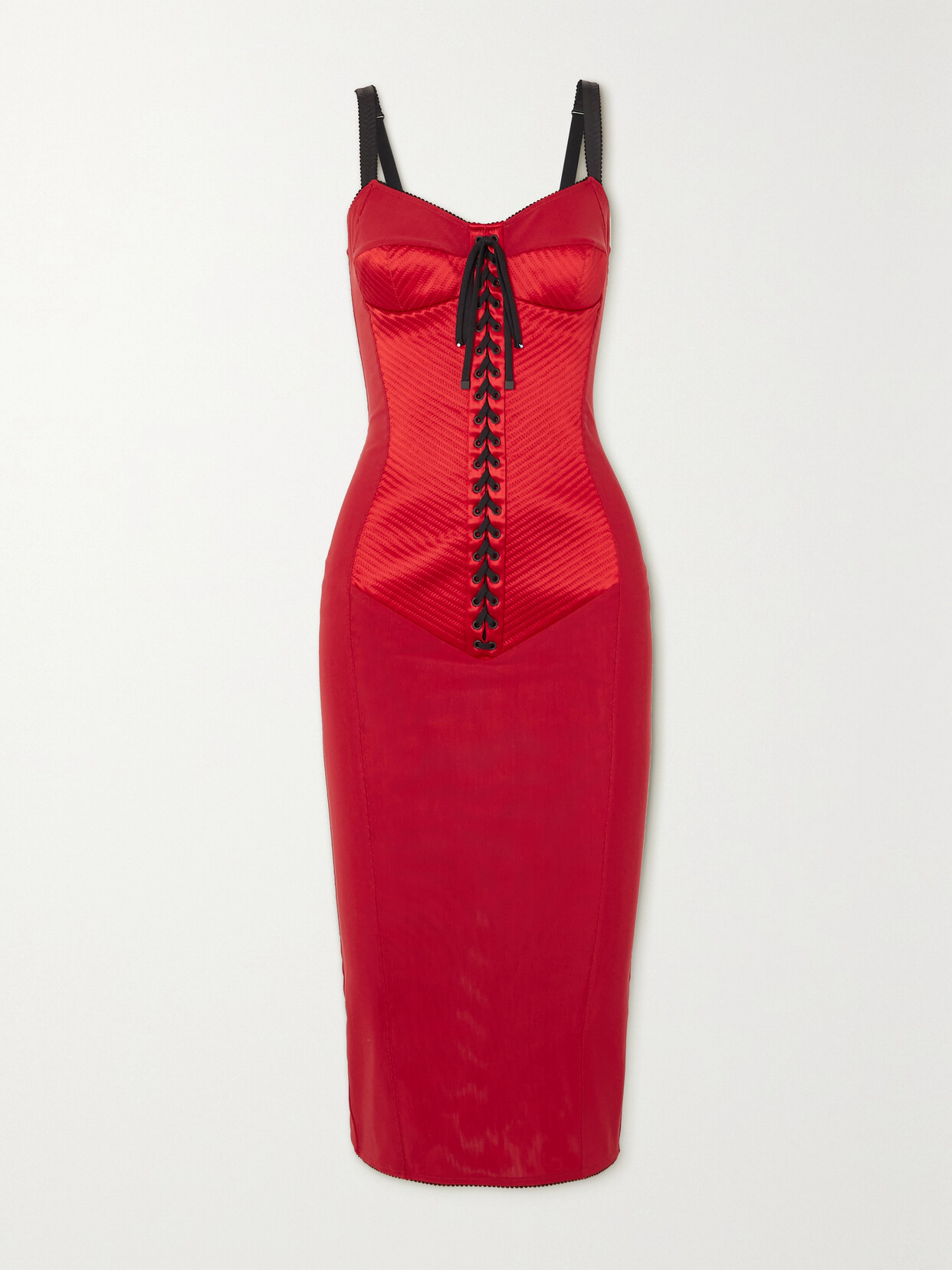 Dolce & Gabbana - Lace-up Satin Dress - Red