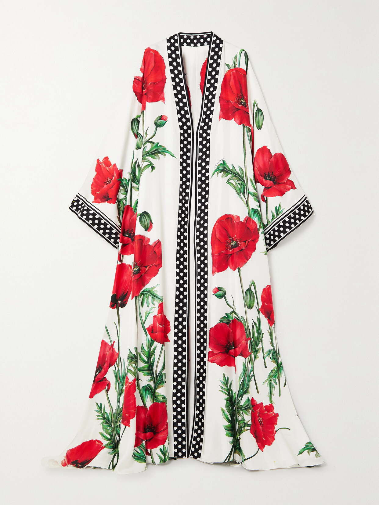 Dolce & Gabbana - Floral-print Silk-twill Robe - Red