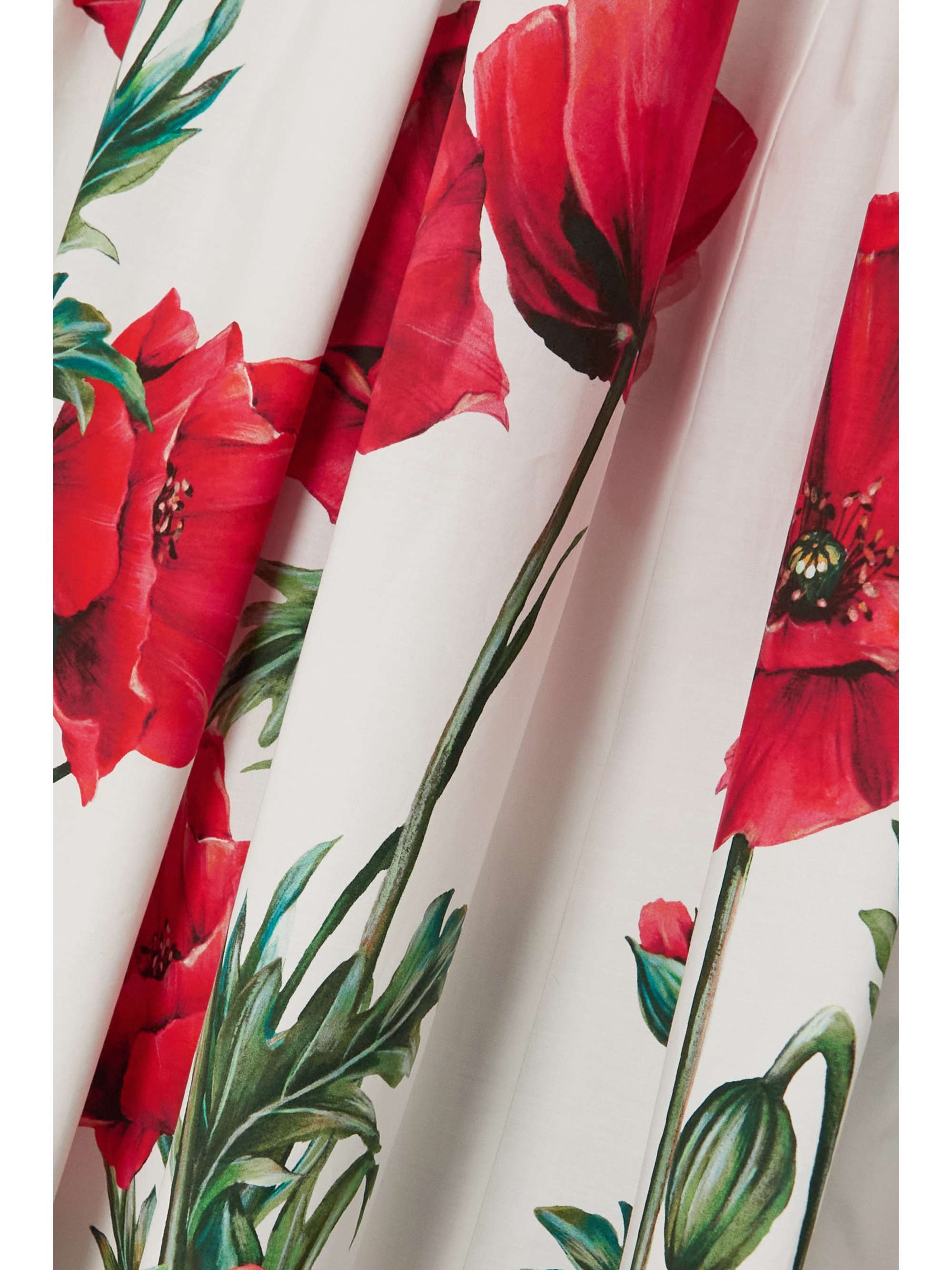 DOLCE & GABBANA Pleated floral-print cotton-poplin midi skirt