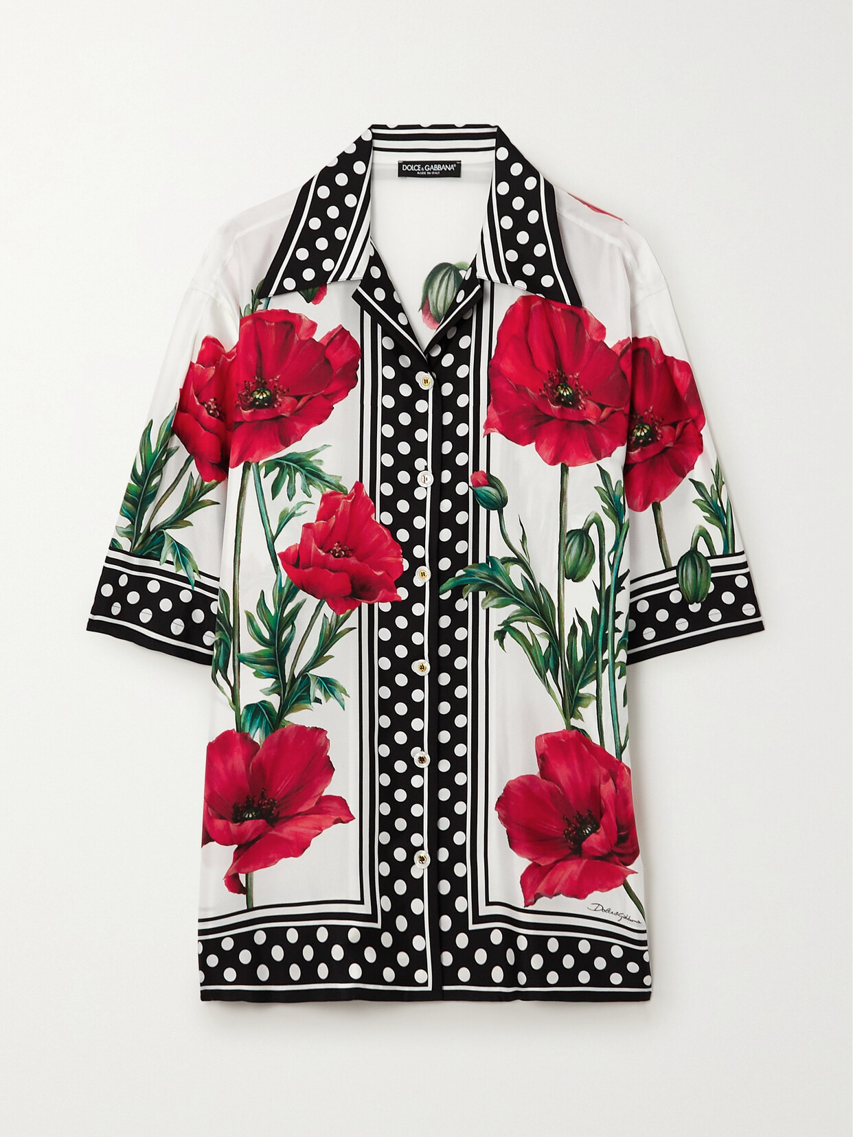 Dolce & Gabbana - Floral-print Silk-twill Shirt - Red