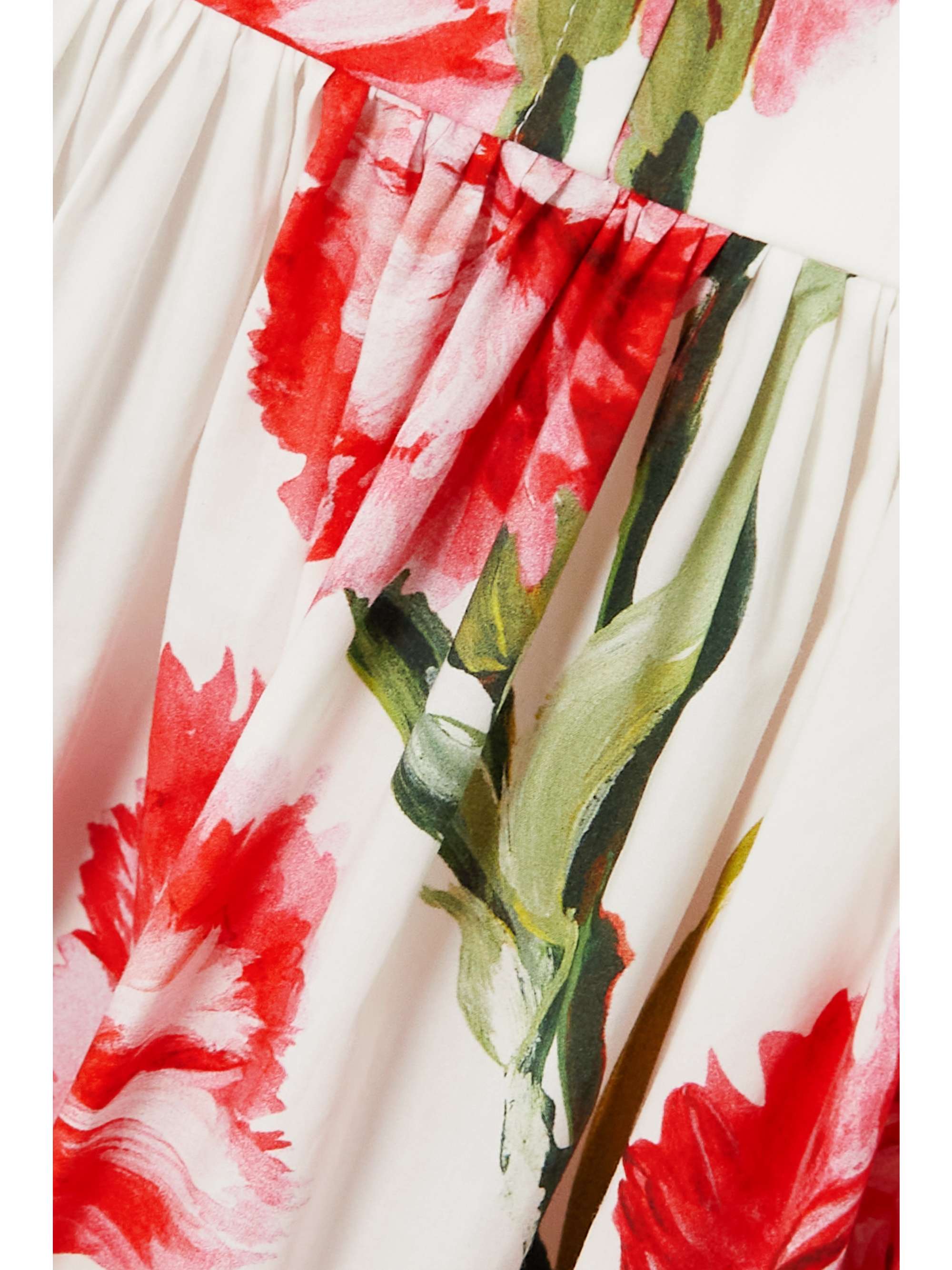 DOLCE & GABBANA Pleated floral-print cotton-poplin mini dress