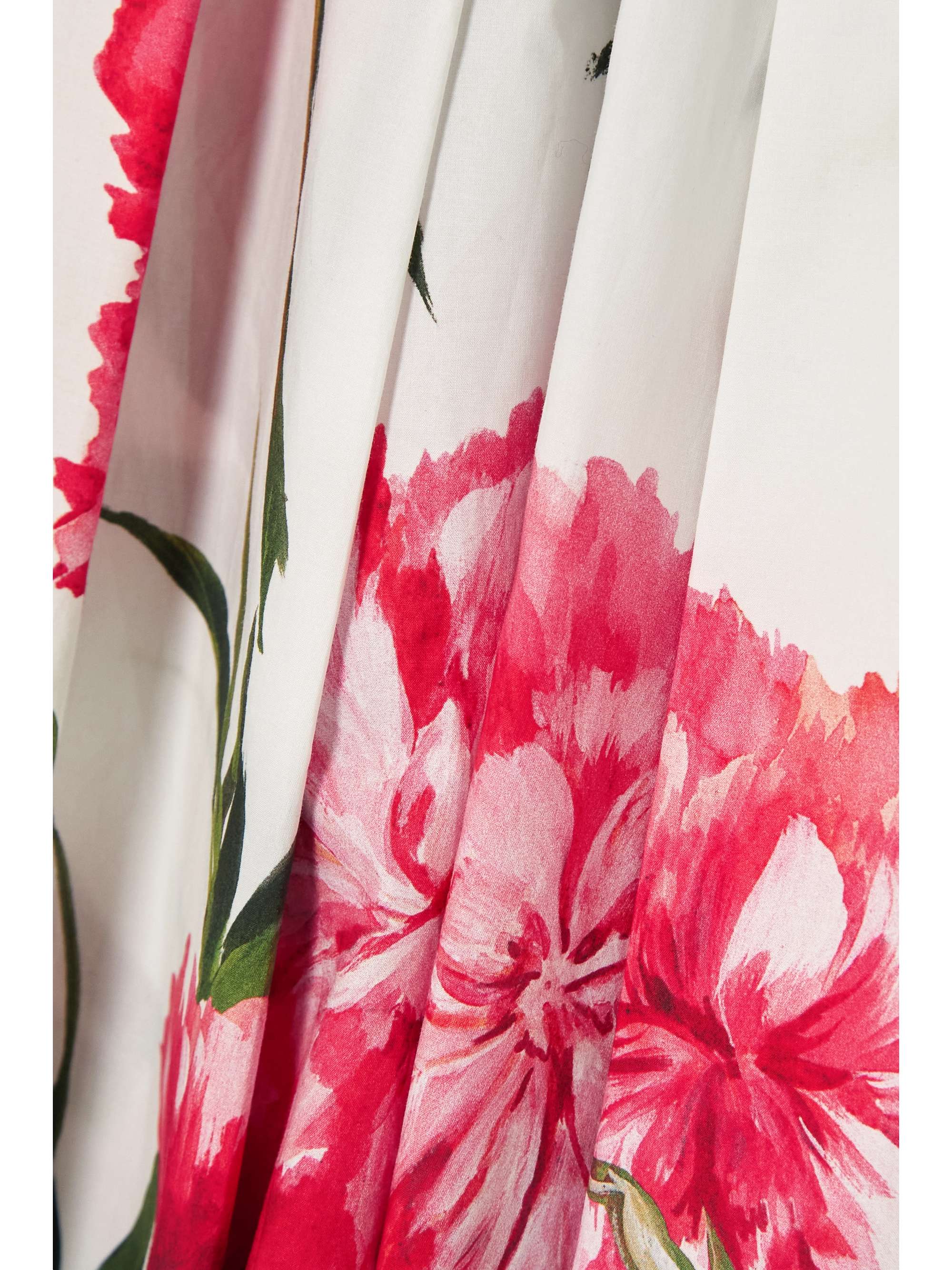 DOLCE & GABBANA Pleated floral-print cotton-poplin midi dress
