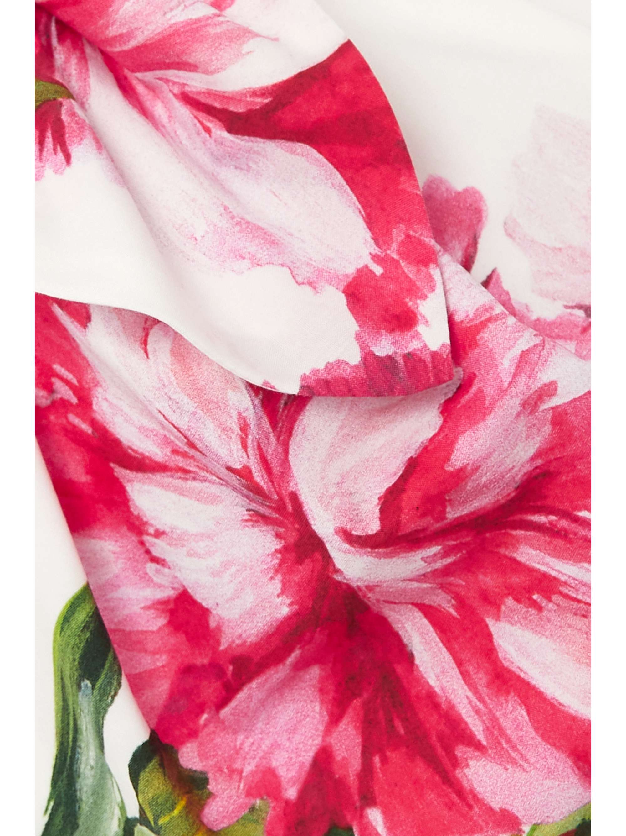 DOLCE & GABBANA Cropped strapless floral-print cotton-poplin bustier top