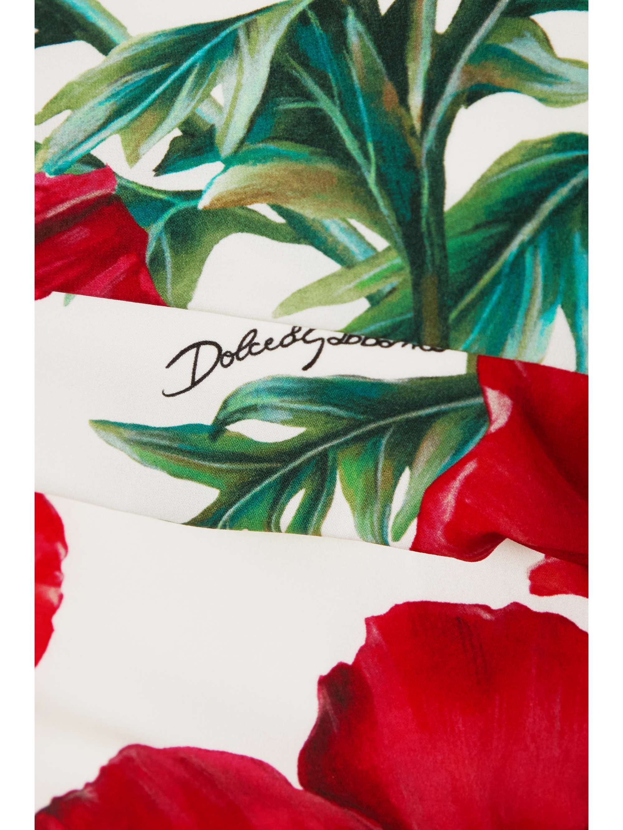 DOLCE & GABBANA Ruched floral-print stretch-silk mini dress
