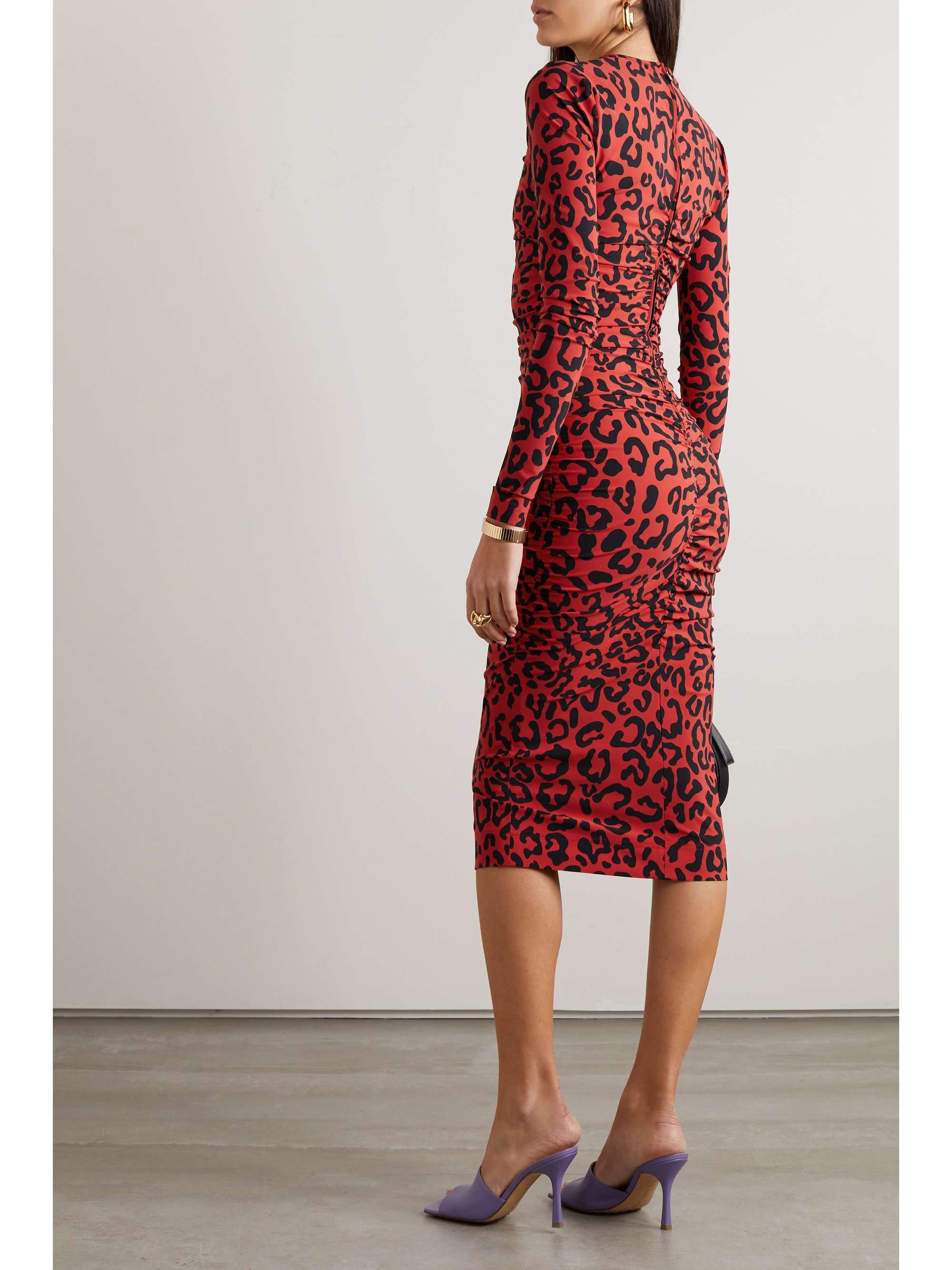 DOLCE & GABBANA Ruched leopard-print stretch-jersey dress