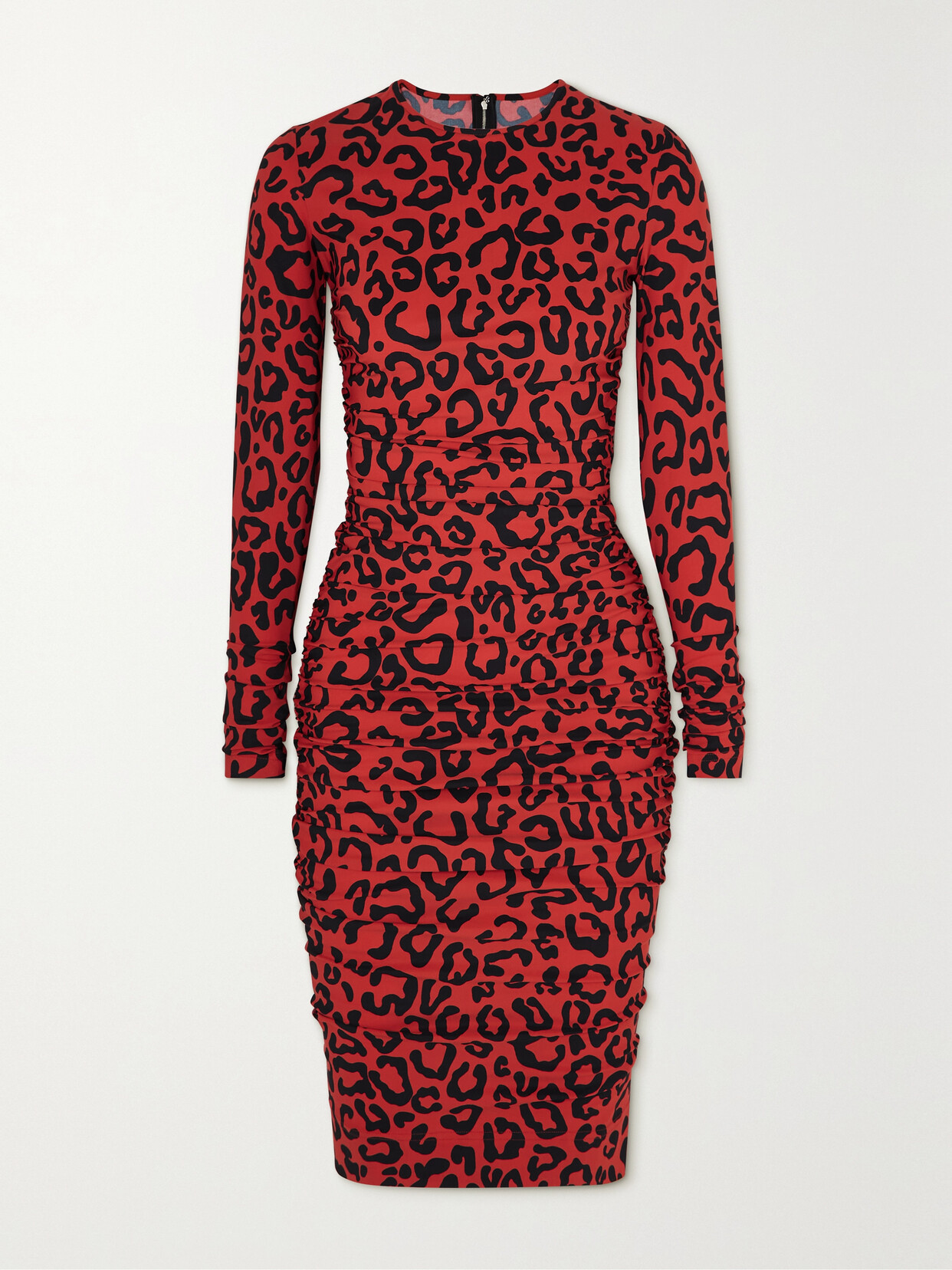 Dolce & Gabbana - Ruched Leopard-print Stretch-jersey Dress - Red