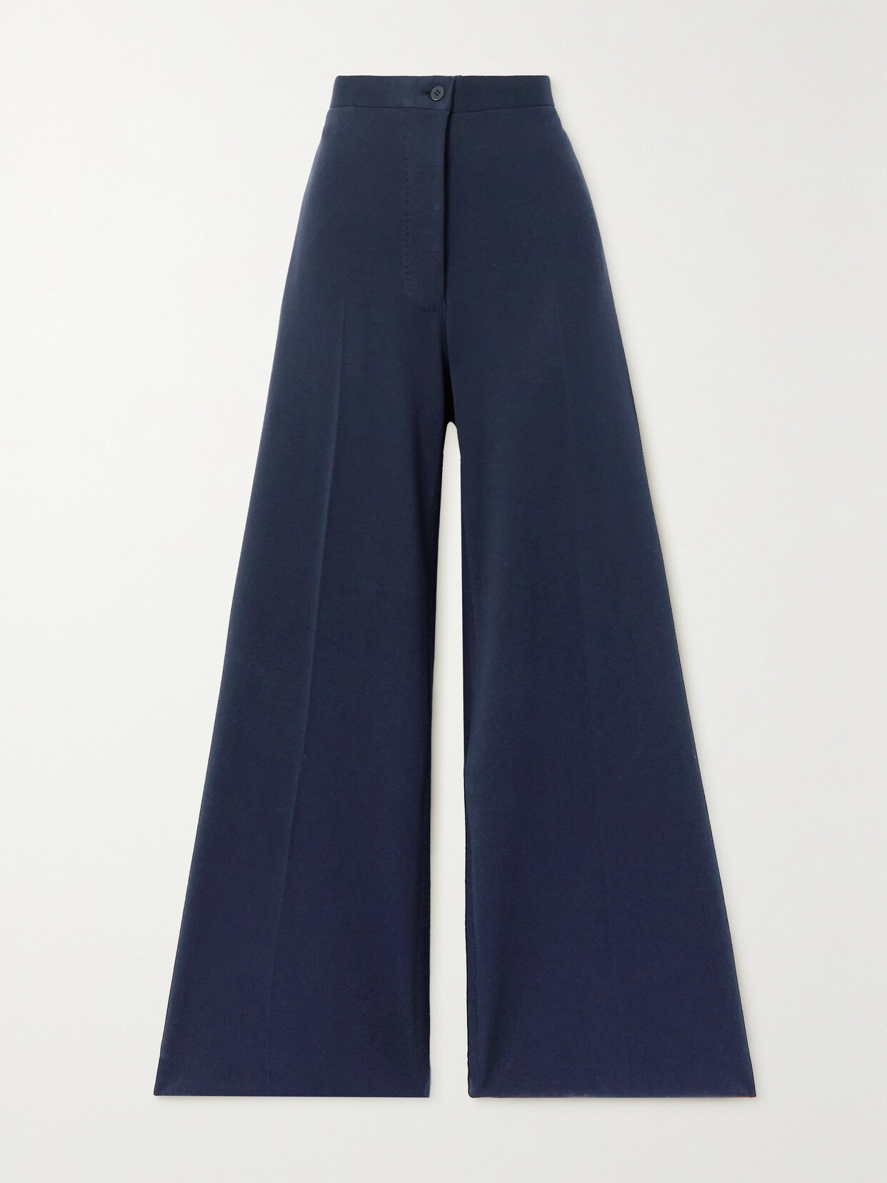 Giuliva Heritage - The Leila Pleated Cotton-jersey Wide-leg Pants - Blue