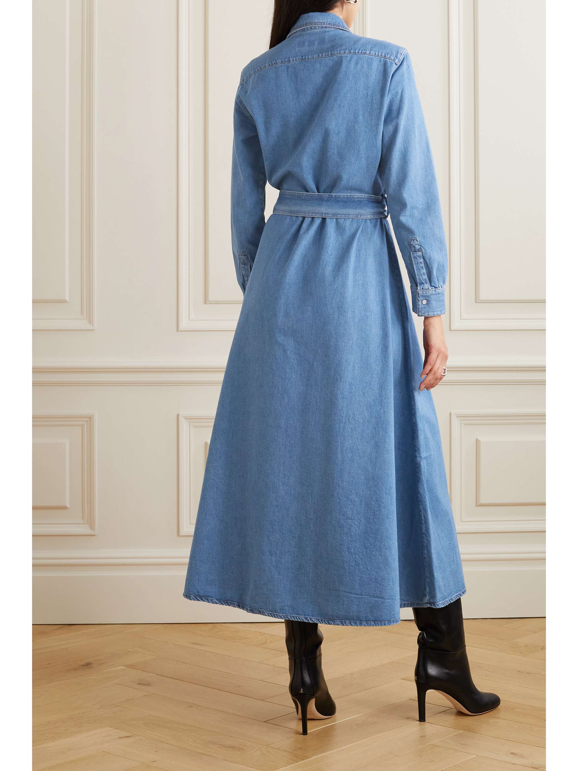 GIULIVA HERITAGE The Dora belted denim maxi shirt dress
