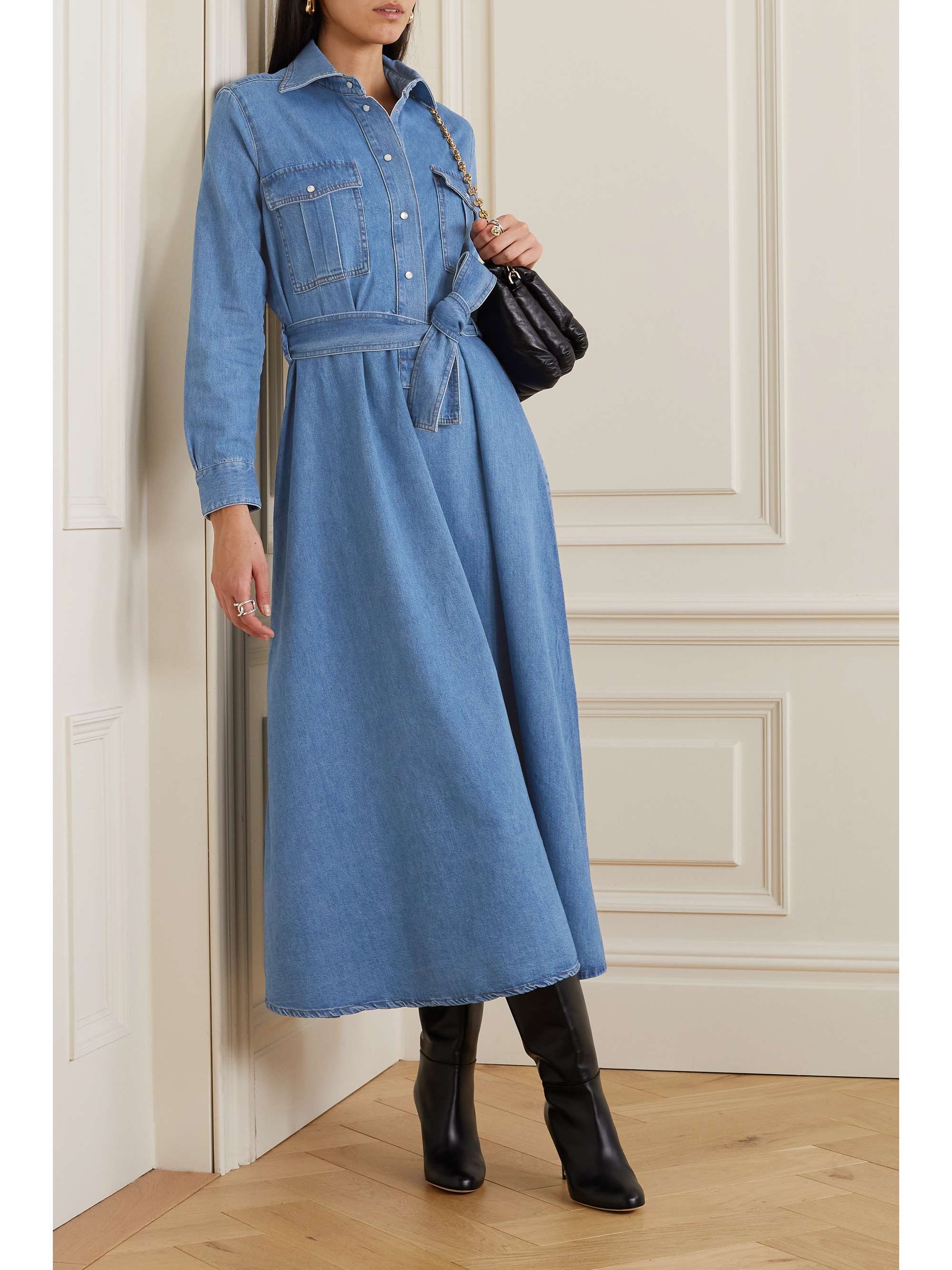 GIULIVA HERITAGE The Dora belted denim maxi shirt dress
