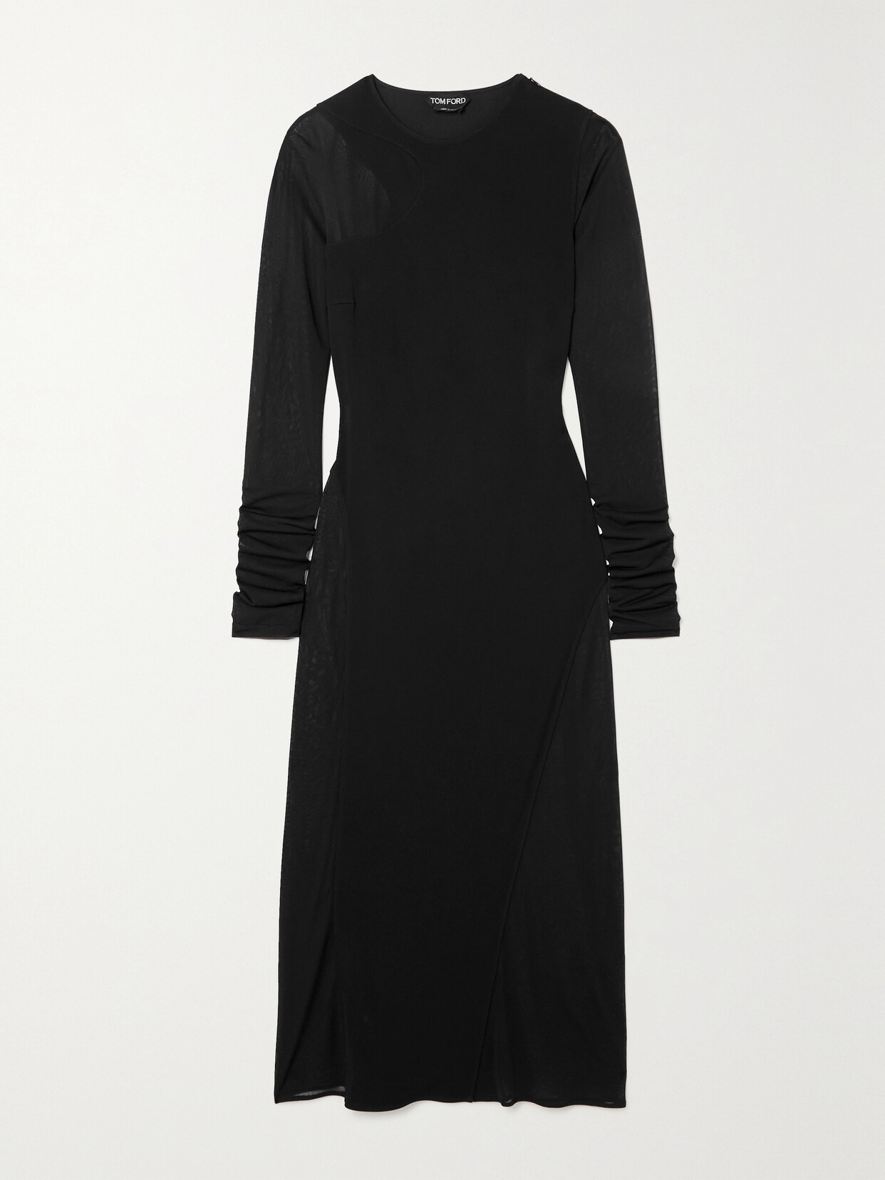 TOM FORD - Mesh-paneled Jersey-crepe Dress - Black