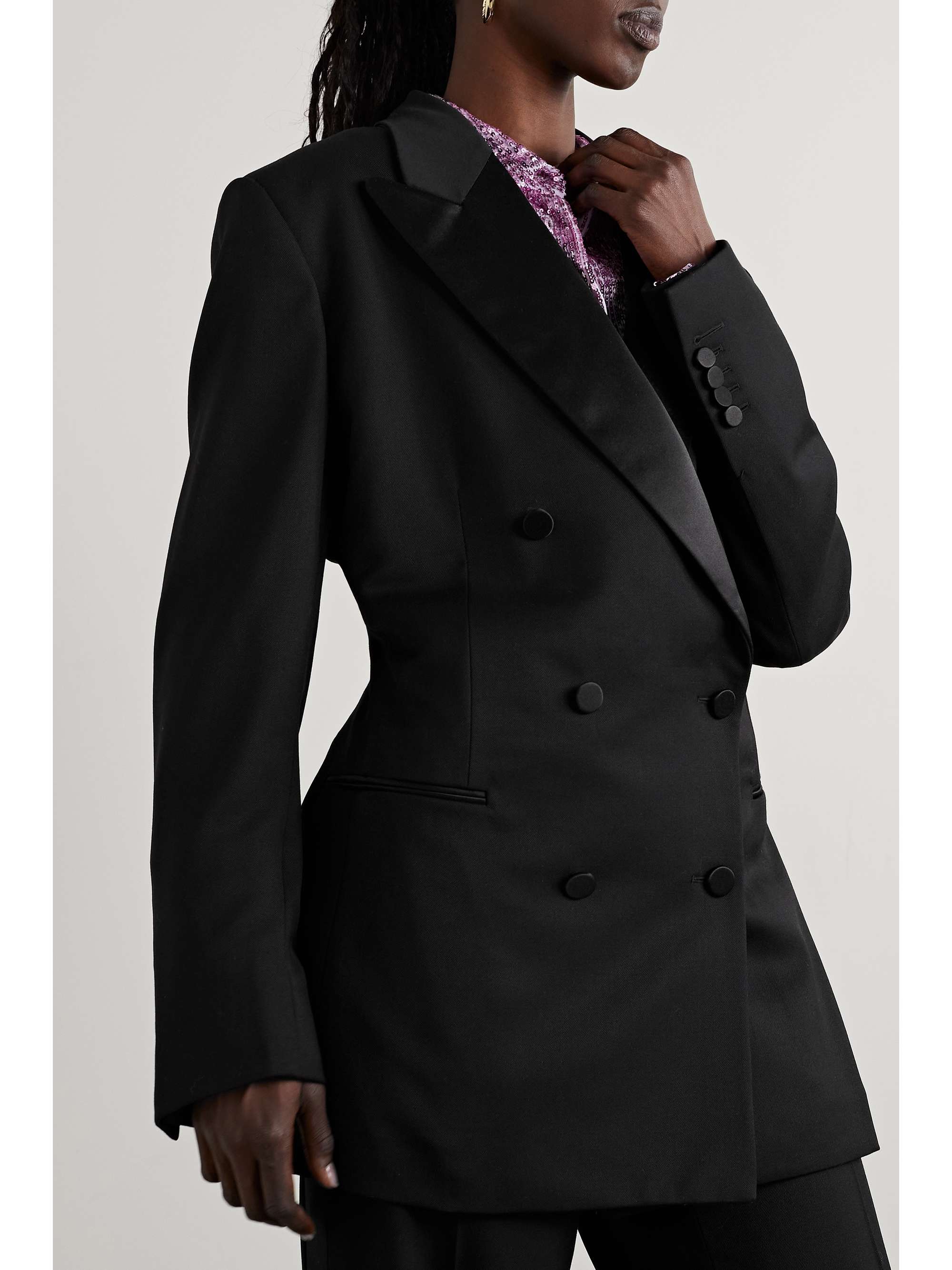 TOM FORD Satin-trimmed grain de poudre wool blazer