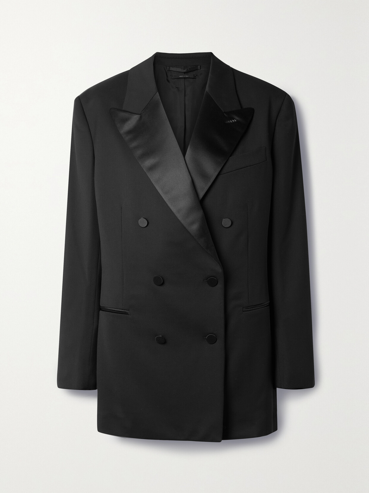 TOM FORD - Satin-trimmed Grain De Poudre Wool Blazer - Black