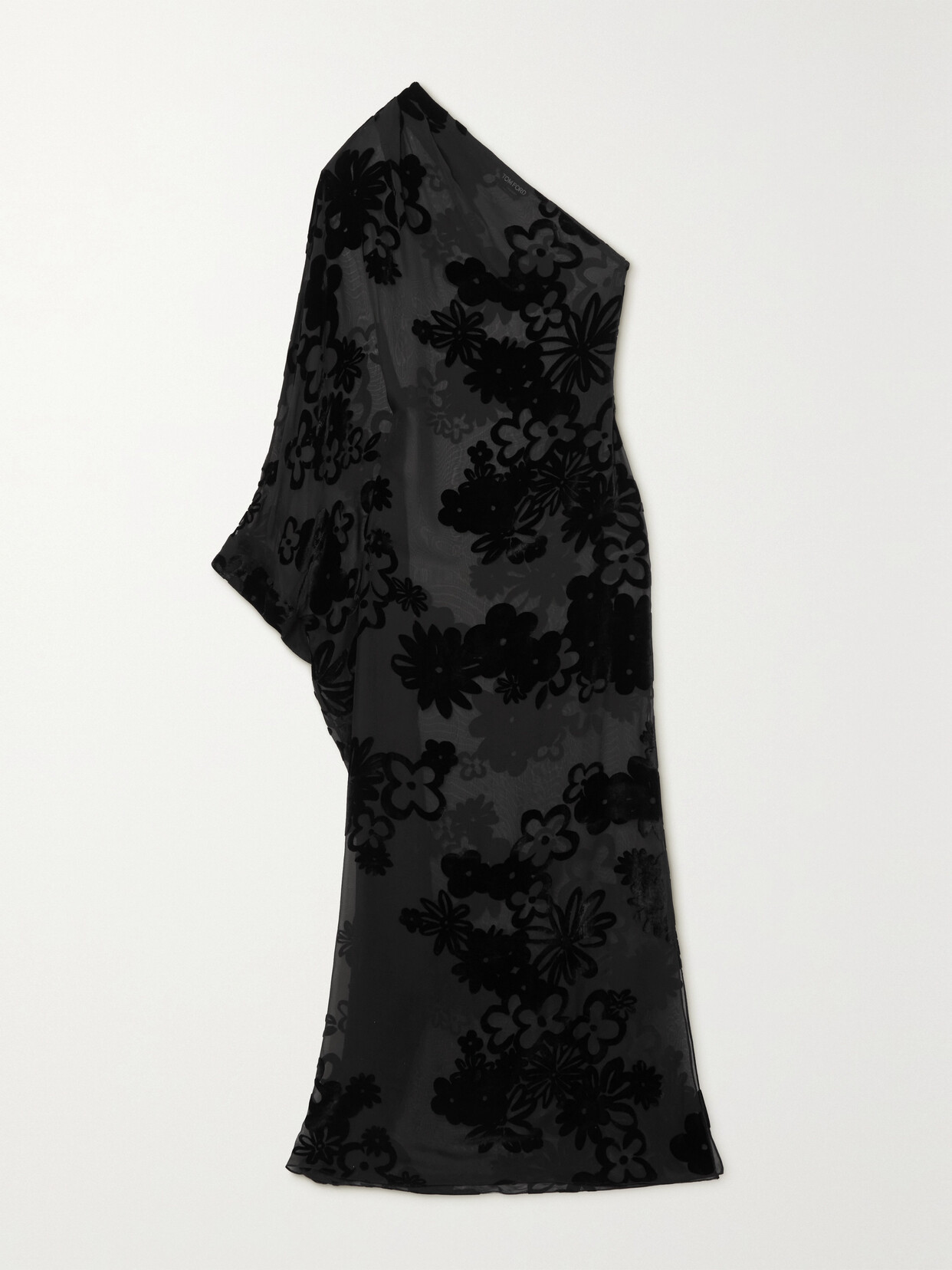 TOM FORD - One-shoulder Devoré-velvet Gown - Black