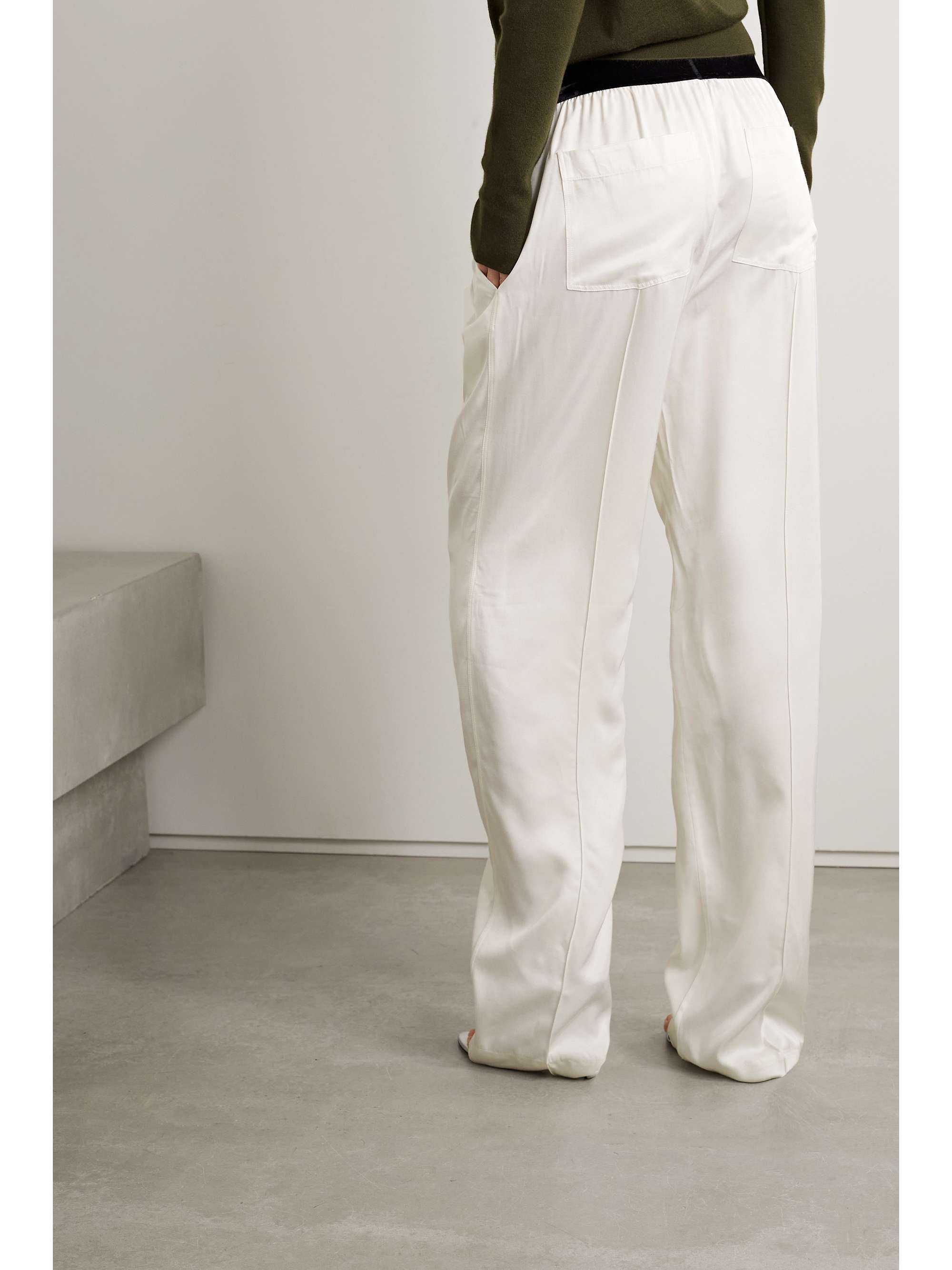 TOM FORD Velvet-trimmed satin-twill pants