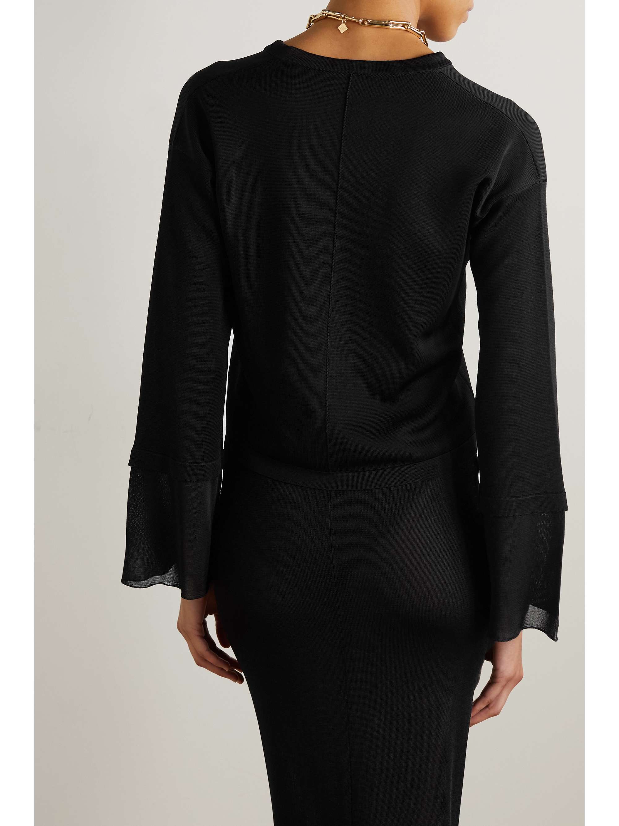TOM FORD Cropped tie-neck knitted top