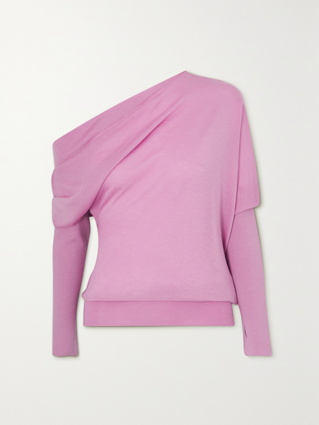 Tom Ford One-shoulder Cashmere And Silk-blend Sweater In Pink