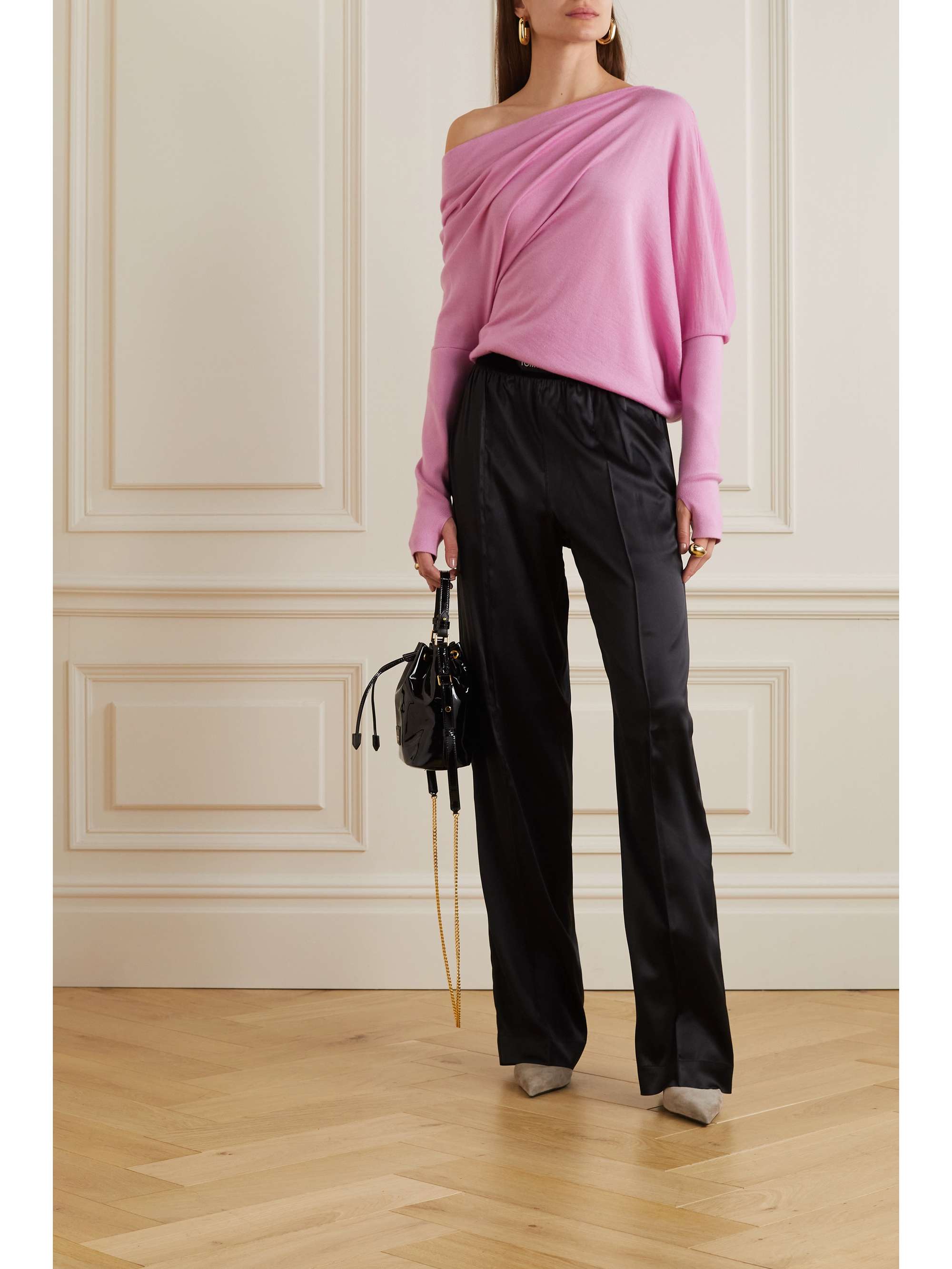 TOM FORD One-shoulder cashmere and silk-blend sweater