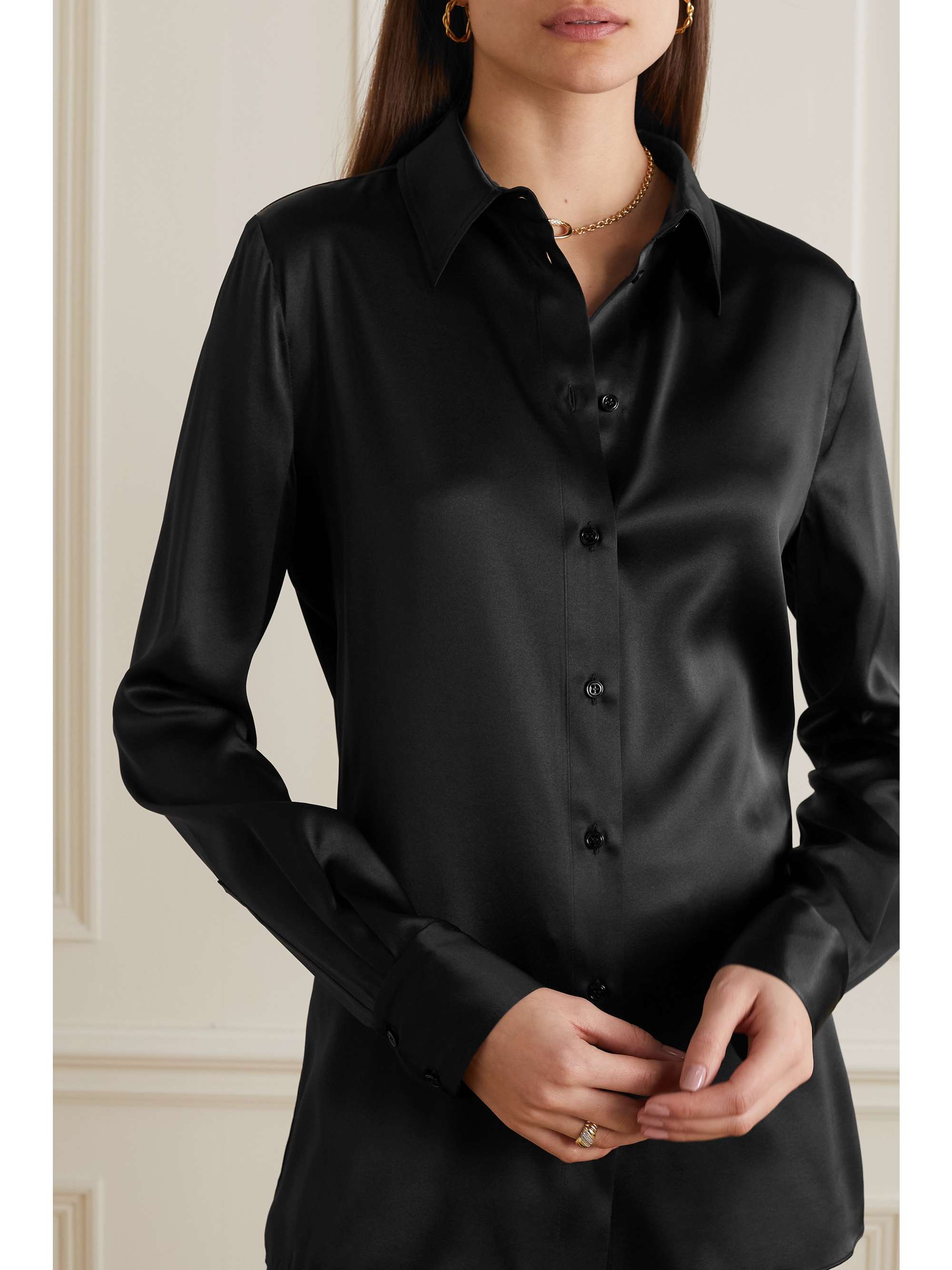 TOM FORD Hemd aus Satin aus einer Seiden-Lyocell-Mischung