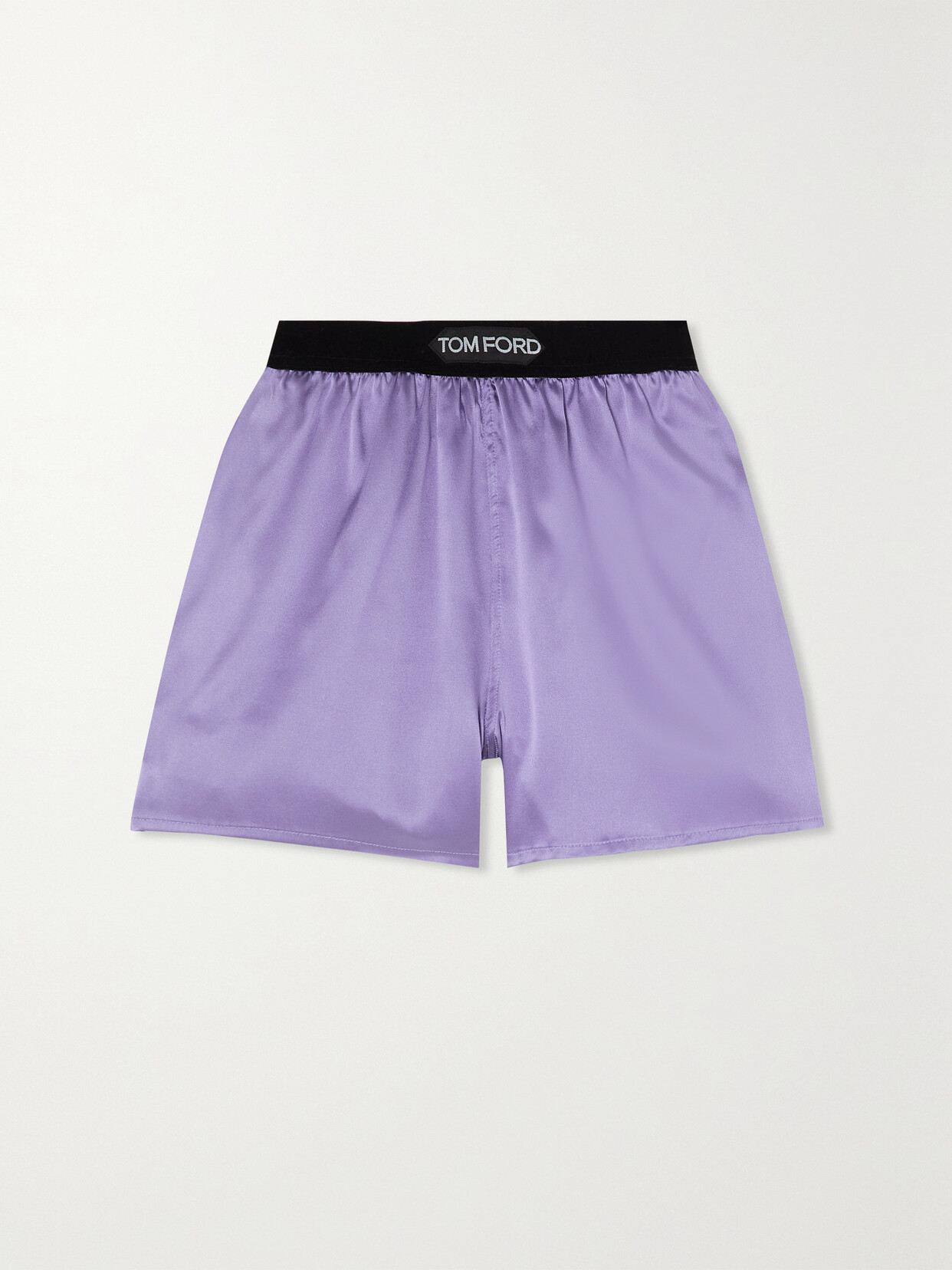 TOM FORD VELVET-TRIMMED STRETCH-SILK SATIN SHORTS