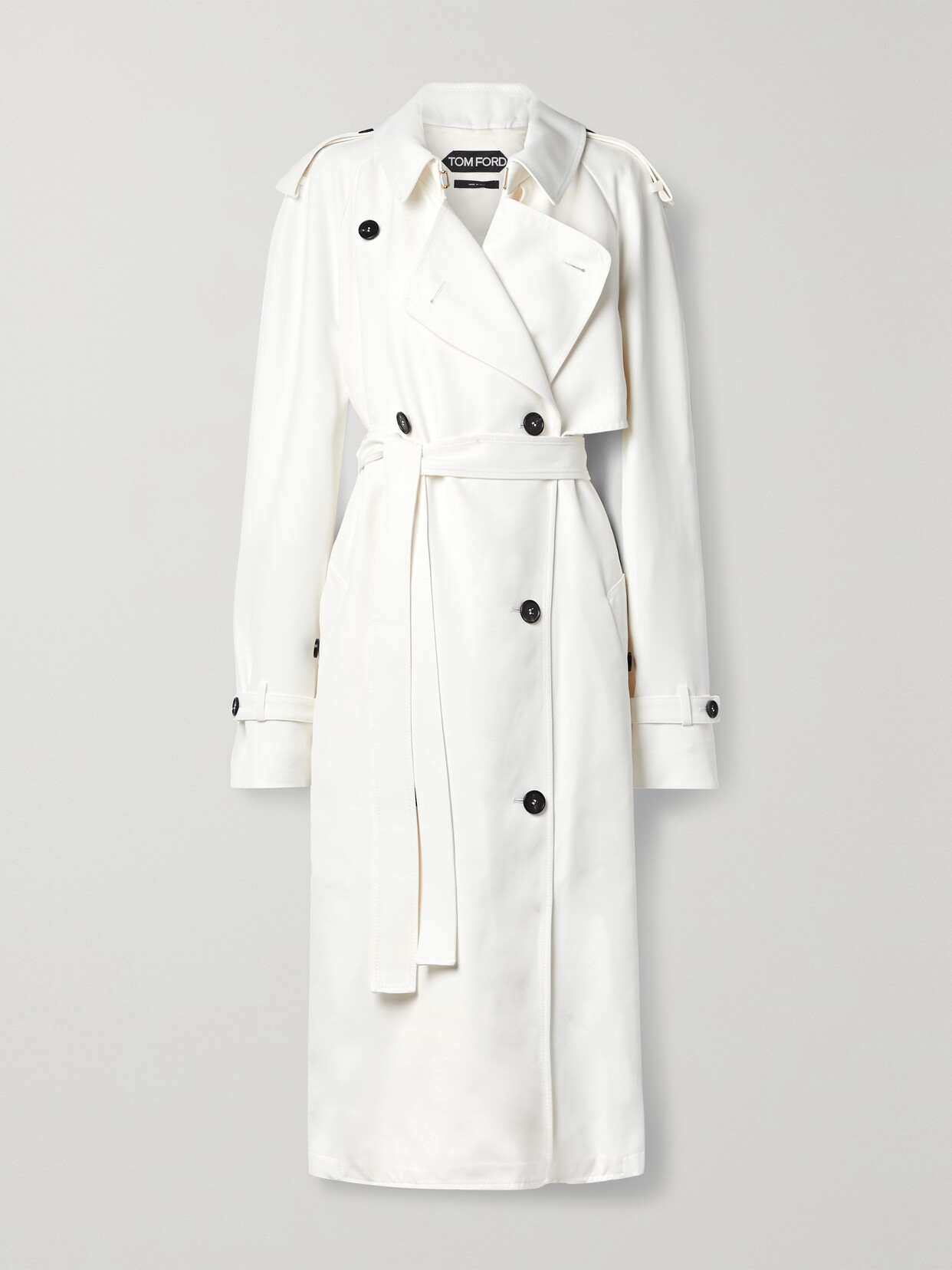 TOM FORD - Belted Double-breasted Twill Trench Coat - White